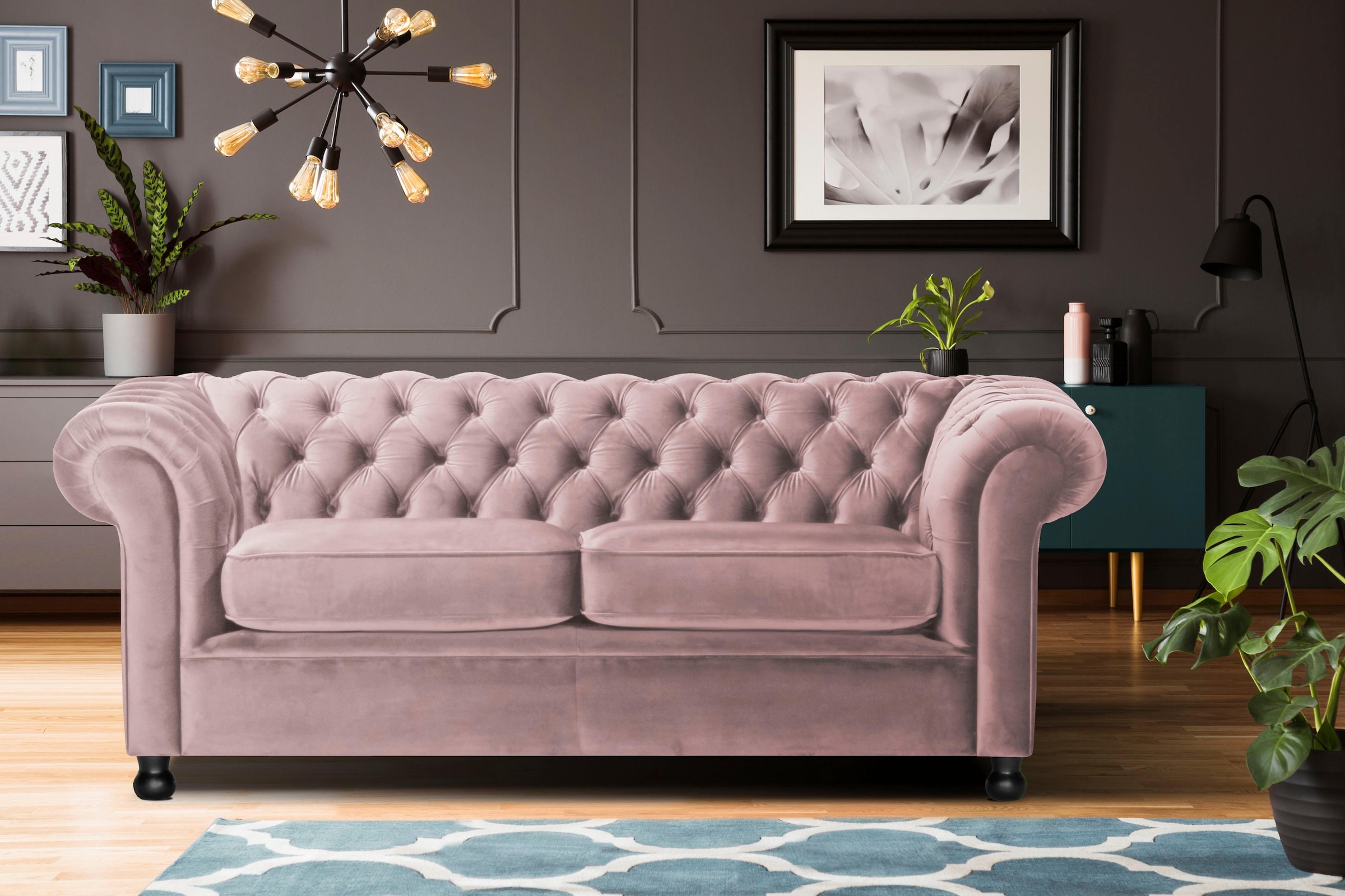 Home affaire Chesterfield-Sofa »Chesterfield Home 3-Sitzer B/T/H: 192/87/75 cn«, mit edler Knopfheftung und typischen Armlehnen