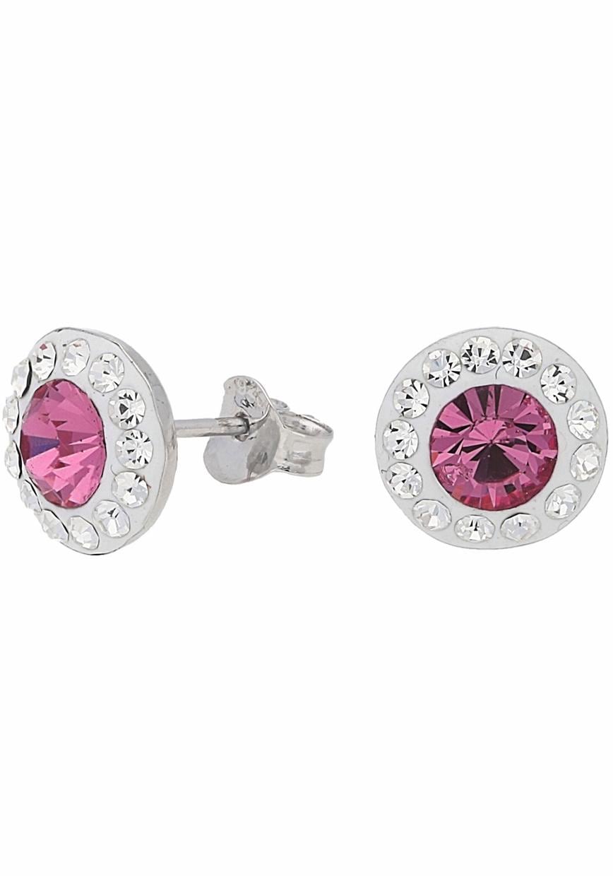 Firetti Paar Ohrstecker »Schmuck Geschenk Silber 925 Ohrschmuck pink & weiß«, mit Kristallstein