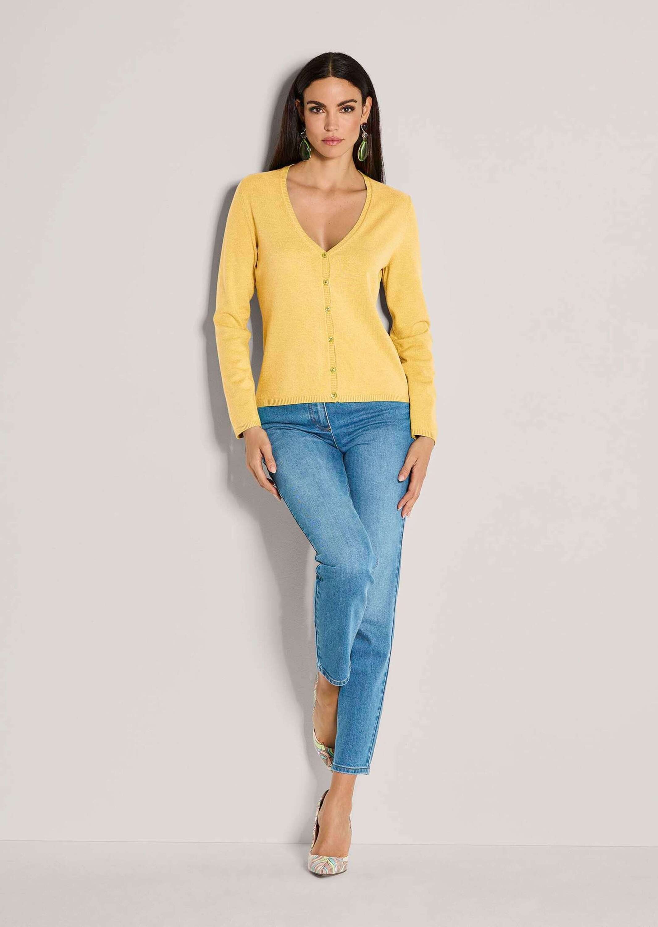 MADELEINE Strickjacke »Strickjacke Langarm Jacke im Feinstrick mit V-Ausschnitt«