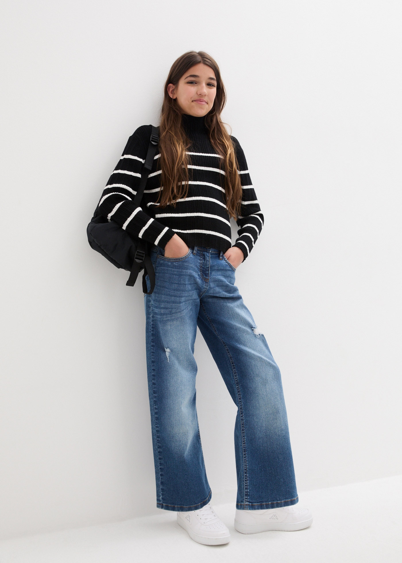 bonprix Weite Jeans , Wide-Leg-Jeans Mid Waist
