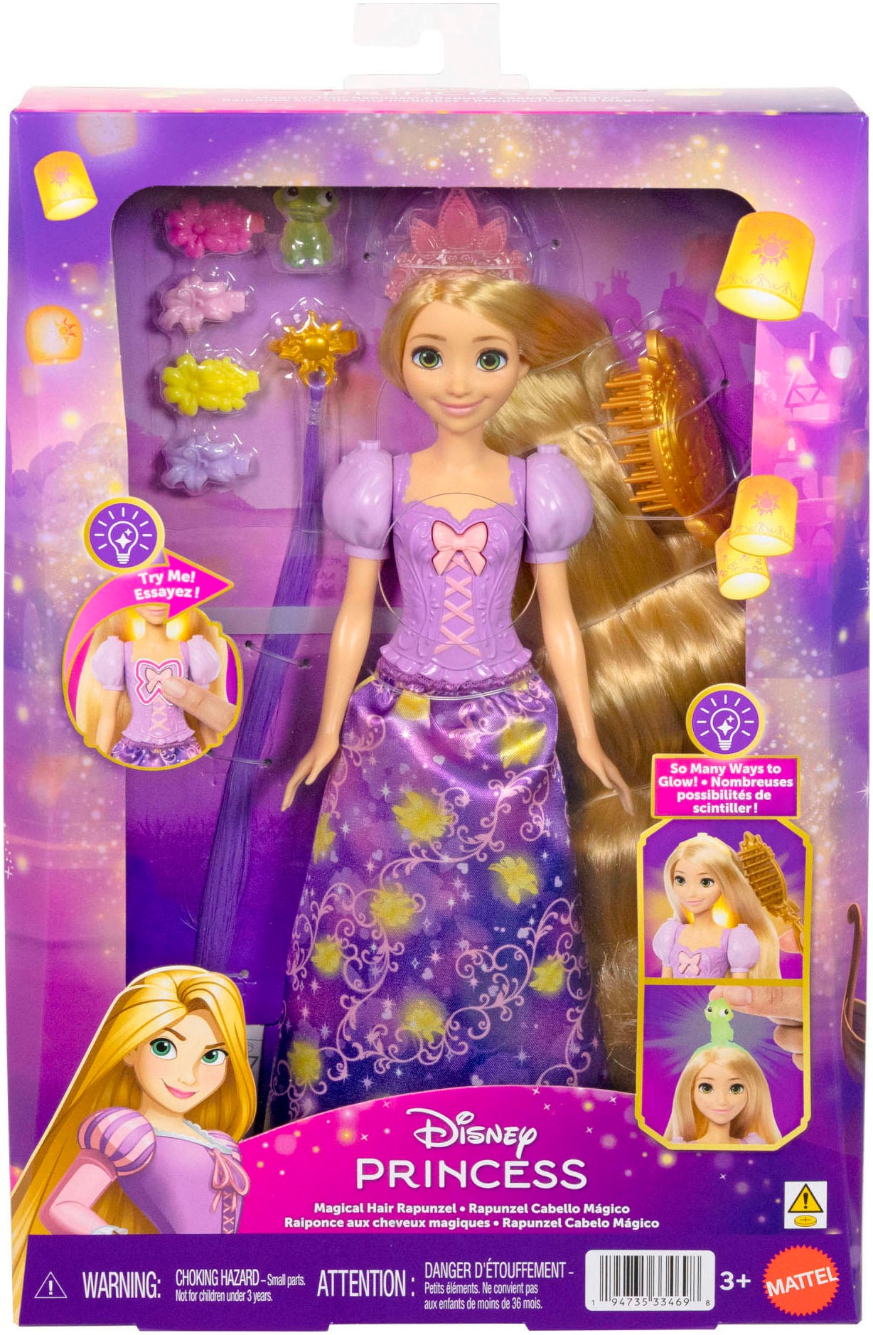 Mattel® Anziehpuppe »Disney Prinzessin, Feature Rapunzel Puppe« mit Leuchteffekt
