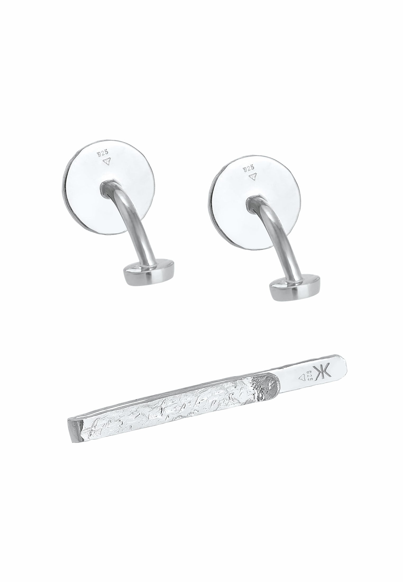 Kuzzoi Manschettenknöpfe und Krawattennadel Set »Schmuckset Manschettenknöpfe Krawattennadel Struktur Silber« ()
