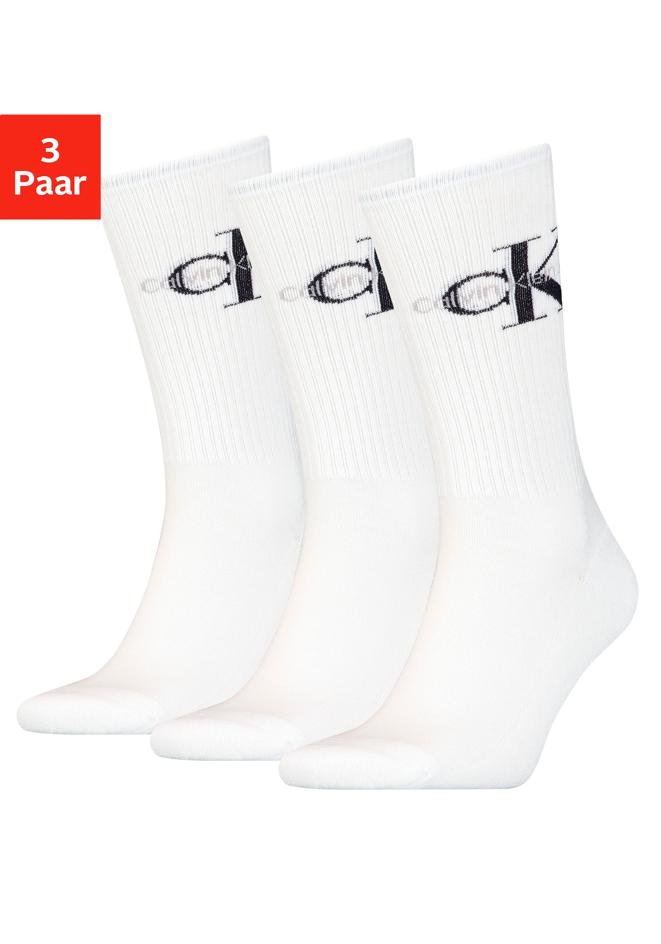 Socken, (3er-Pack), mit eingestricktem Logo im Bund