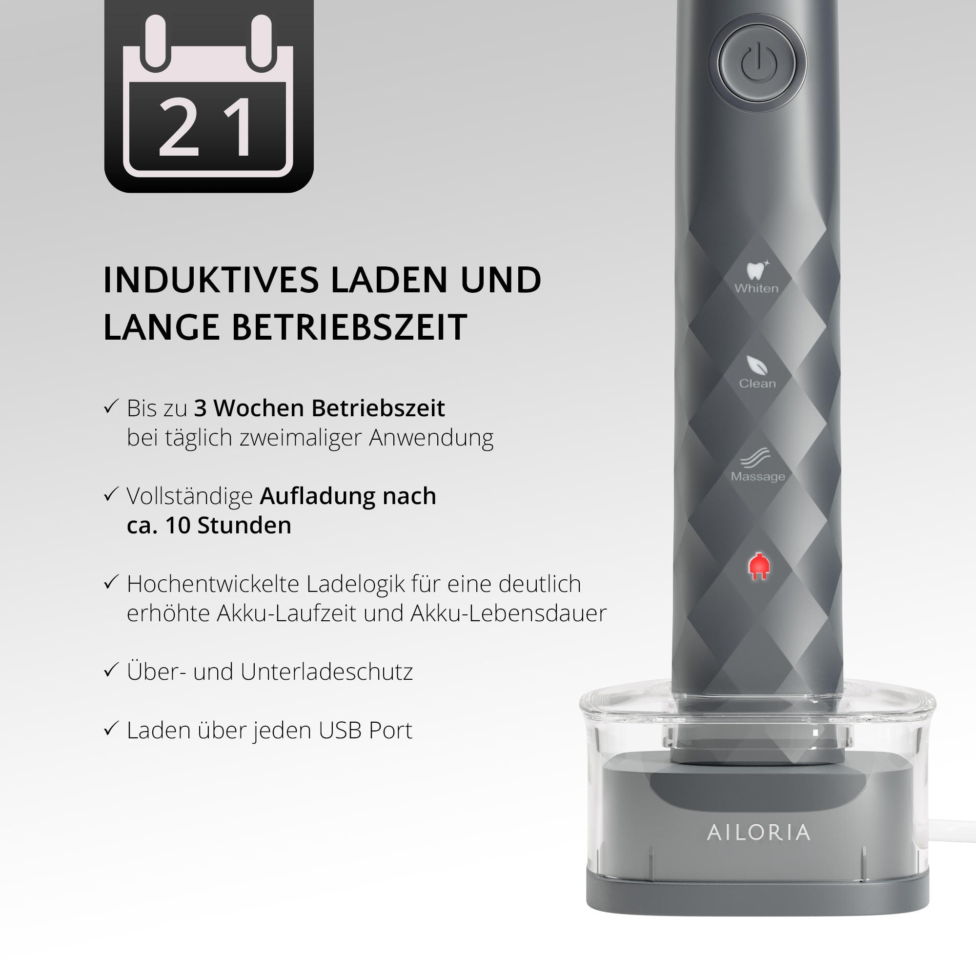 AILORIA Schallzahnbürste »USB-Schallzahnbürste SHINE BRIGHT«