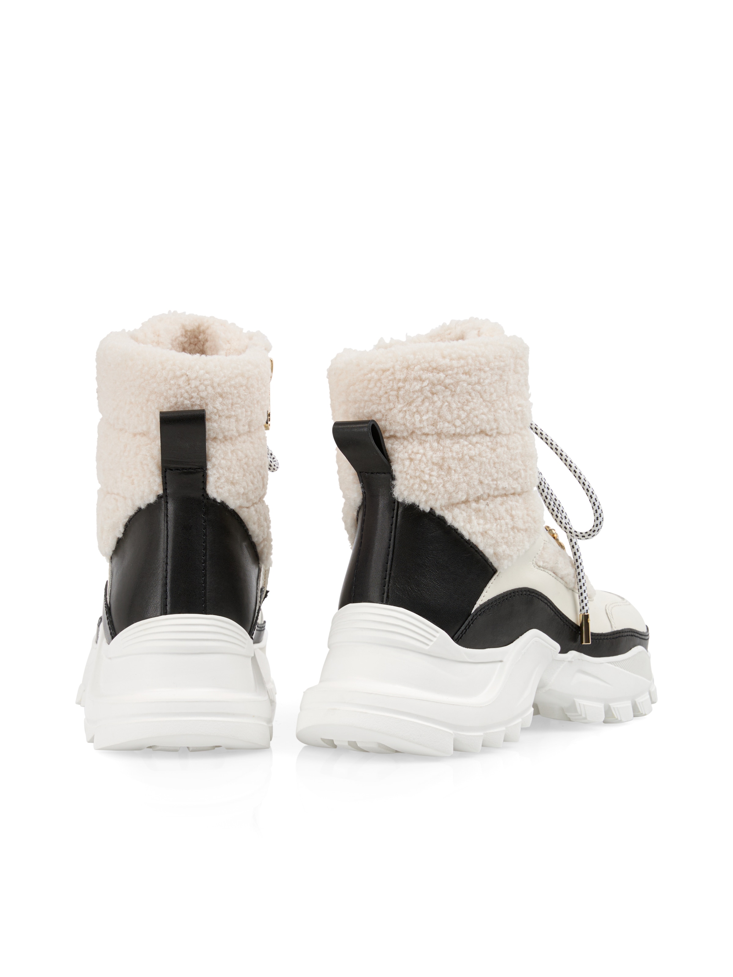 Marc Cain Winterboots  Keilabsatz, Schnürboots mit Fellimitat am Kragen und Schaft