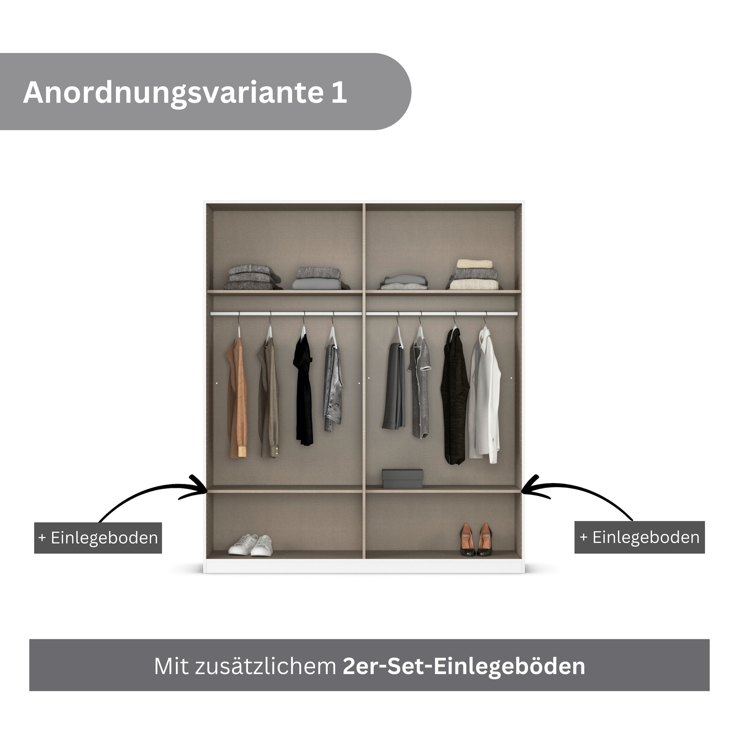 rauch Drehtürenschrank »Kleiderschrank Schrank Garderobe AGORDO TOPSELLER Schlafzimmer«, (in zwei Griff-Farben mit Dekor- oder Hochglanzfront), durchdachte Innenausstattung, in 6 Breiten und 2 Höhen MADE IN GERMANY