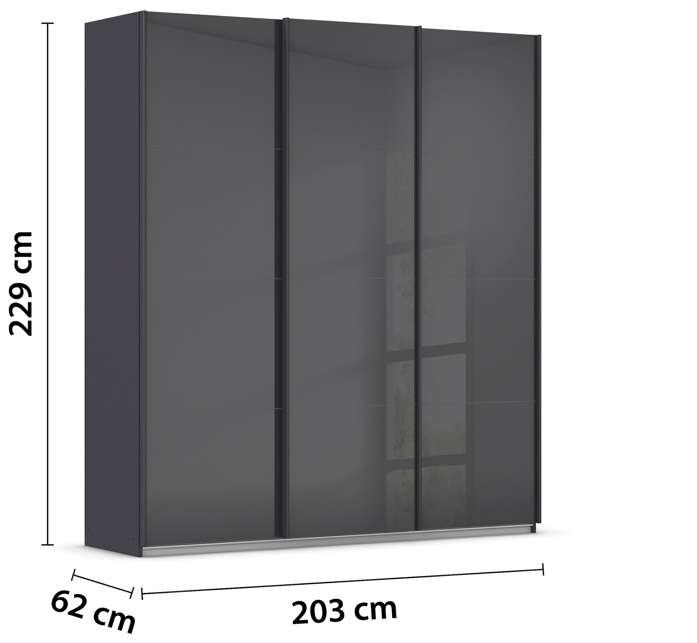 rauch Schwebetürenschrank »Kleiderschrank Schrank Garderobe KOLUNA mit hochwertiger Glasfront« 3 Ausstattungen BASIC/CLASSIC/PREMIUM (inkl. SOFT-CLOSE-FUNKTION),  Breiten 203/271/315/360 cm Höhen 210/229 cm MADE IN GERMANY