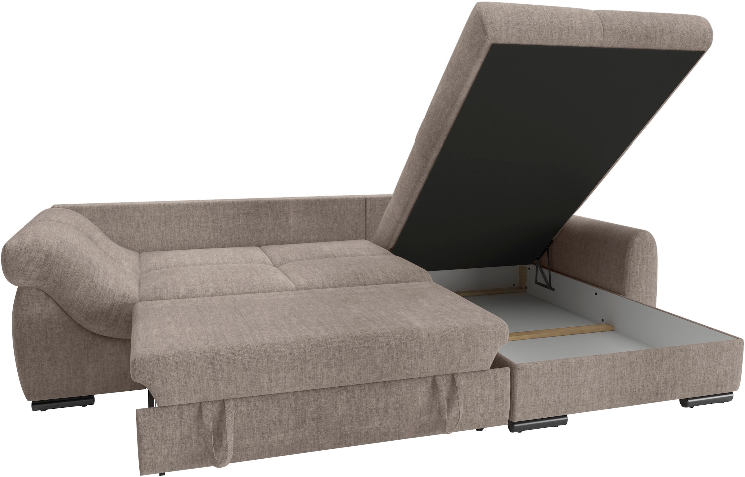 Mr. Couch Ecksofa »Livorno L-Form«, inkl. Hochschläfer-Bettauszug, XL-Bettkasten weiß beschichtet