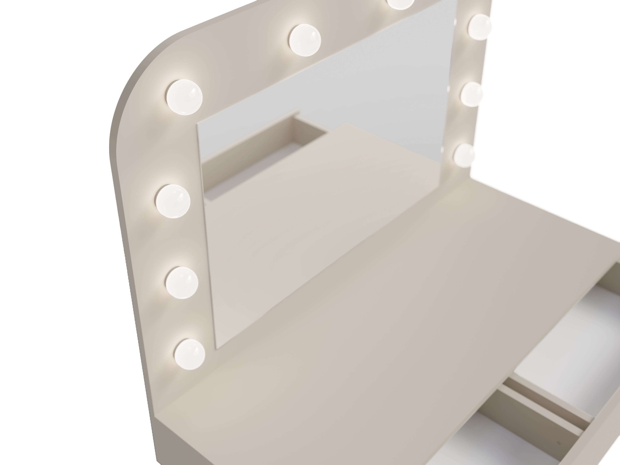 OTTO home Schminktisch »NANCY,BE A STAR! Hollywood Spiegel+Beleuchtung, Schublade Soft Close« B/T/H: 100/42,5/142cm, Farbei Kaschmir Beige,  Kosmetiktisch mit viel Stauraum, LED, Soft-Close,