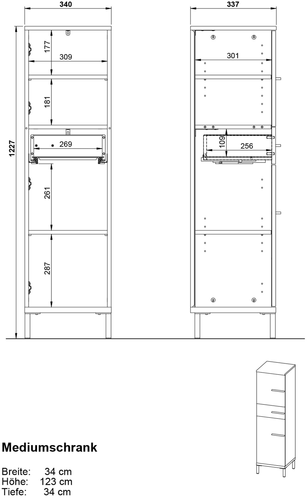 GERMANIA Hochschrank »Hochschrank« 1 Stk. tlg. Hochschrank mit wechselbarem Türanschlag in Kaschmir