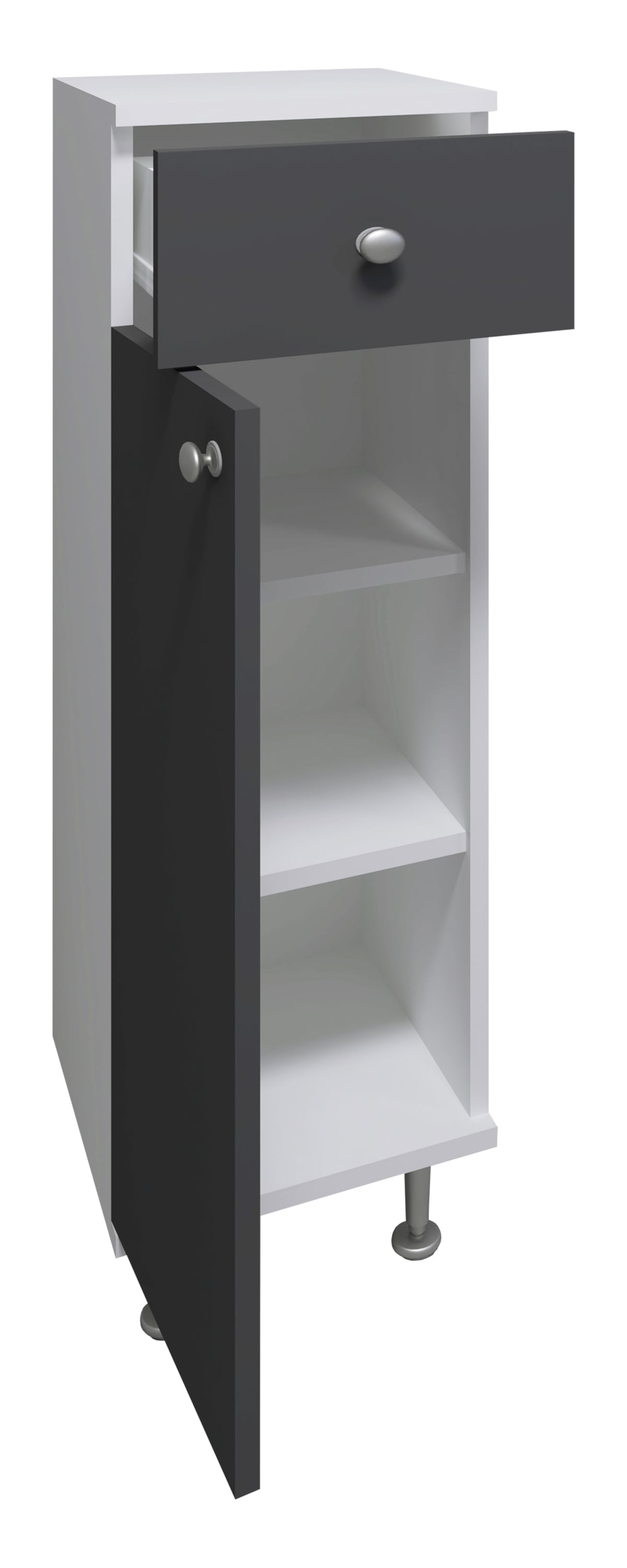 VCM Hochschrank »VCM Holz Midischrank | Badschrank | Maße: H. 95 x B. 30 x T. 30 cm | 1 Schublade | 1 Drehtür | 3 Fächer - Nilosi«, (1 St.)