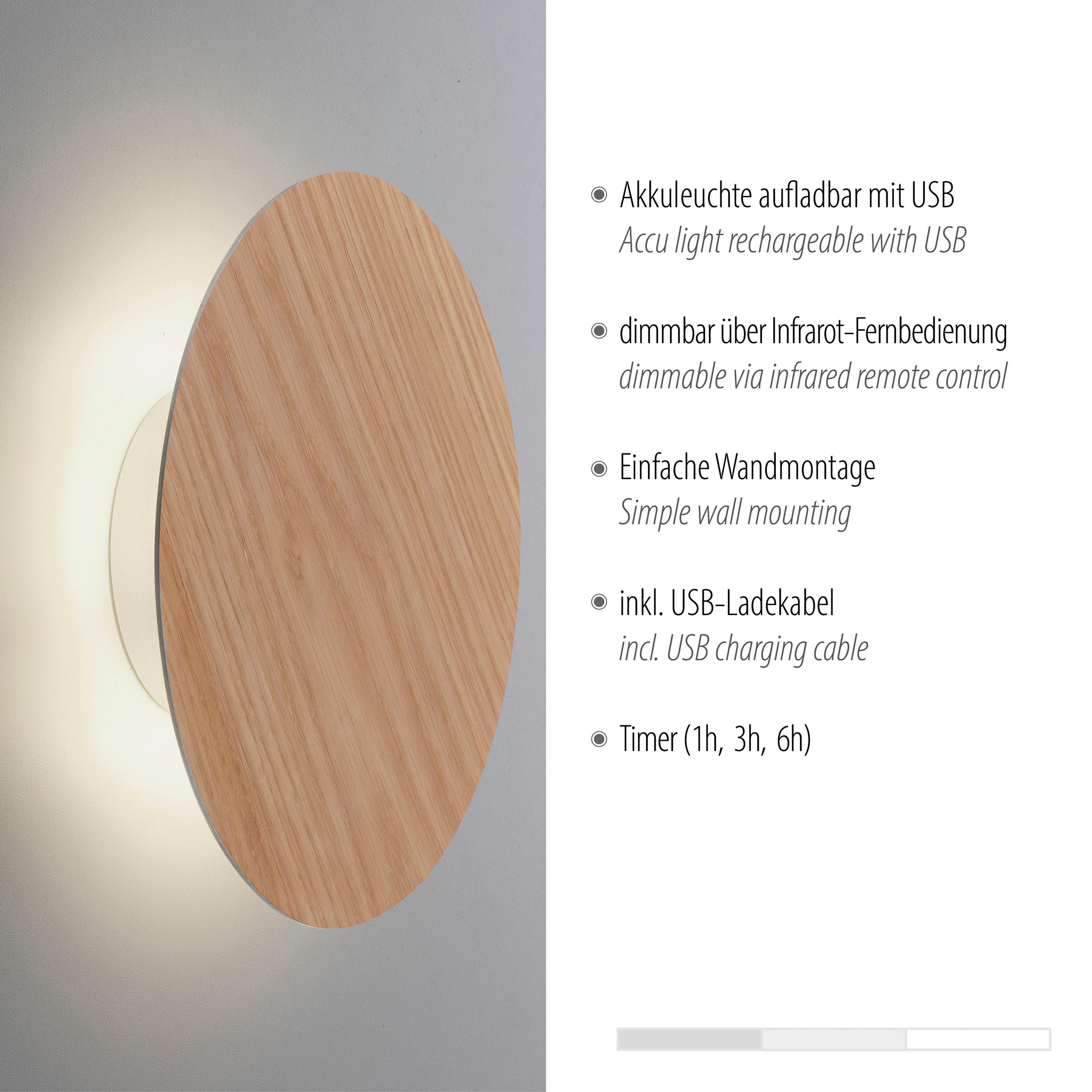 Paul Neuhaus Wandleuchte »AKKU PUNTU«, 1 flammig, Leuchtmittel LED-Board | LED fest integriert