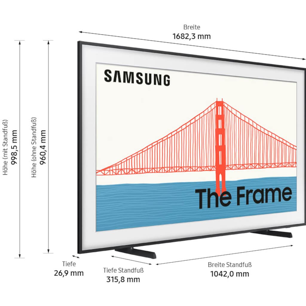 Samsung QLED-Fernseher »GQ75LS03AAU«, 189 cm/75 Zoll, 4K Ultra HD, Smart-TV, Quantum Prozessor 4K-100% Farbvolumen-Design im Rahmen-Look-Art Mode-The Frame