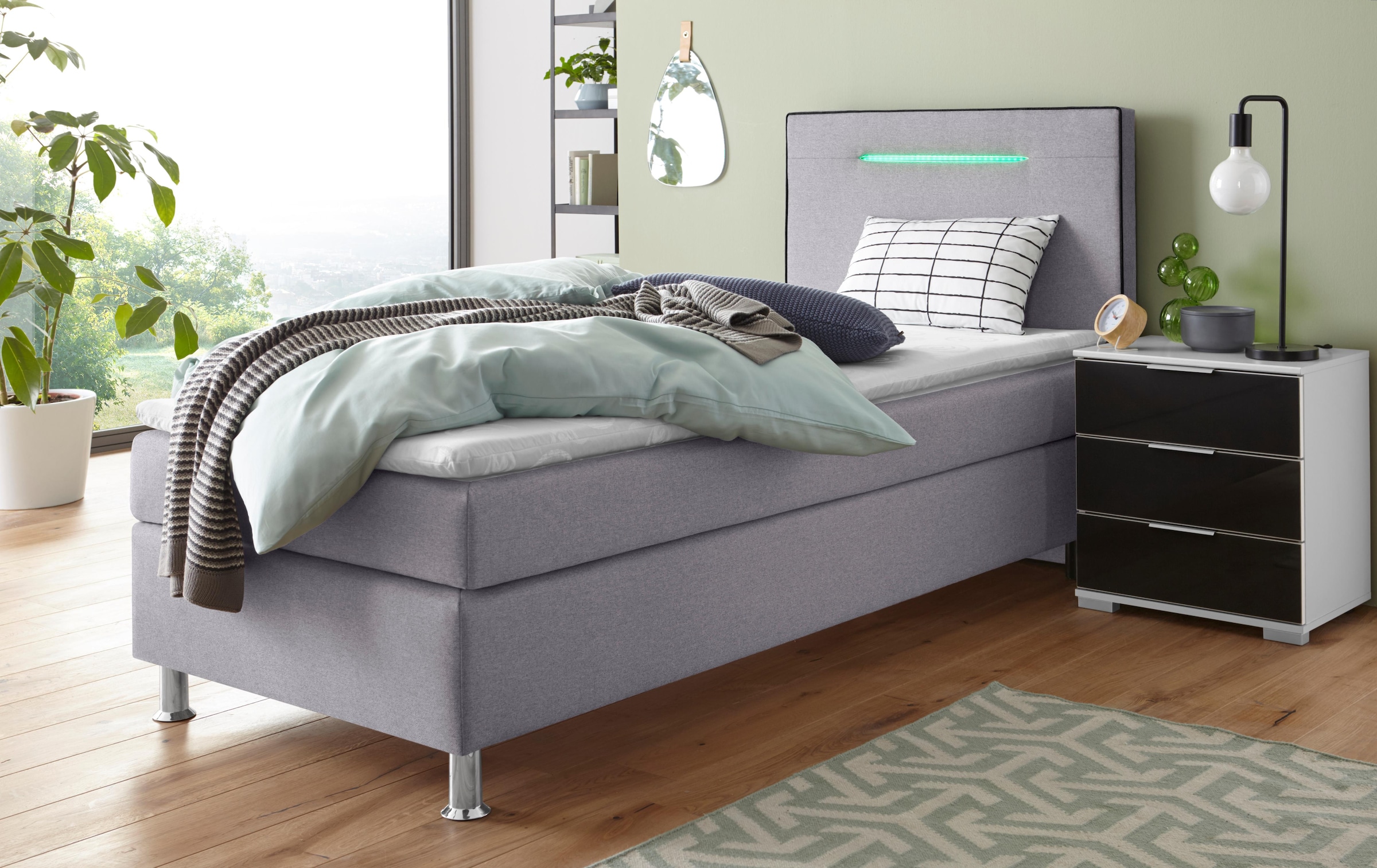 COLLECTION AB Boxspringbett, inkl. LED-Beleuchtung, Topper und Kissen