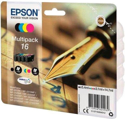 Epson Tintenpatrone »16, T1626, C13T16264012«, original Druckerpatrone 16 schwarz/cyan/magenta/gelb
