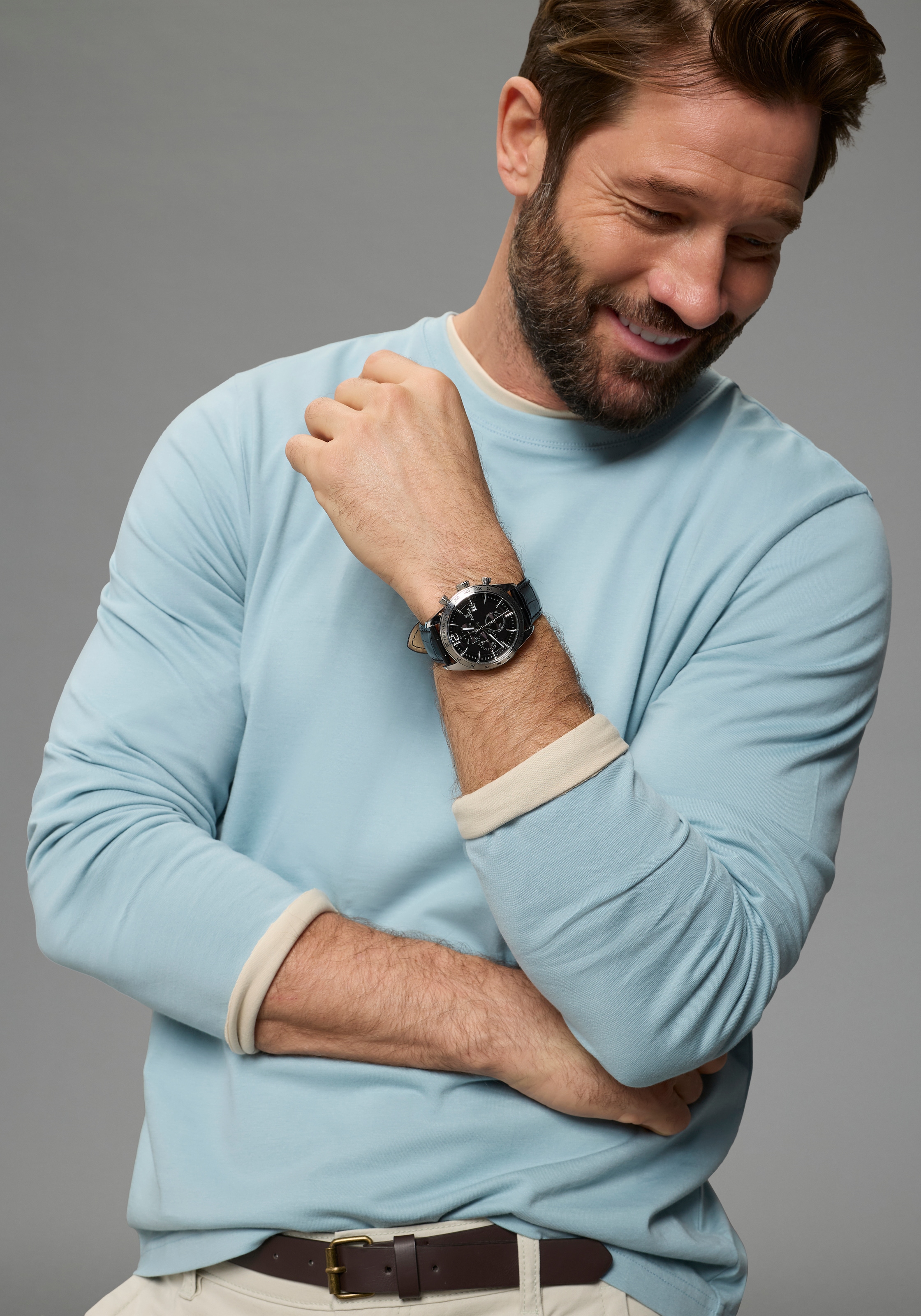 Man's World Langarmshirt »neue Farbe !« 3er-Pack,  Langarm,  unifarben,  aus Baumwolle,  im 3er-Pack