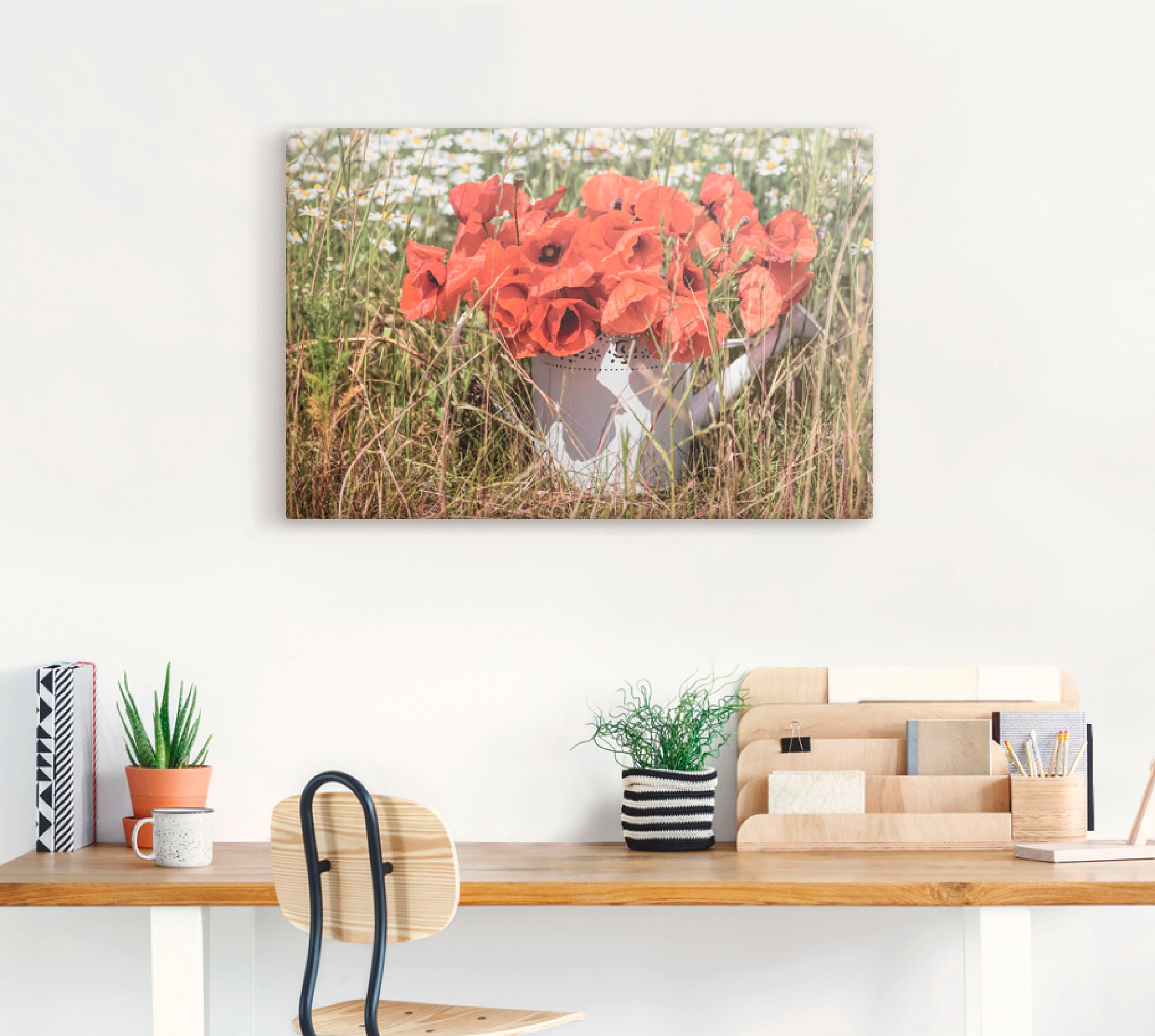 Artland Leinwandbild »Mohnblüten im Feld«, Blumenwiese, (1 St.), auf Keilrahmen gespannt