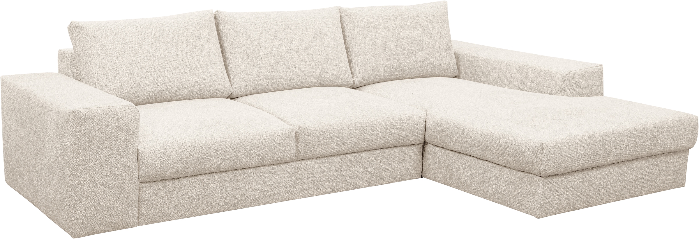 WERK2 Ecksofa »Rozzana Design Ecksofa mit hohem Komfort, zeitlos & elegant, L-Form,«, in kuschelweichen Trendstoffen Cord, Breitcord und Plüsch