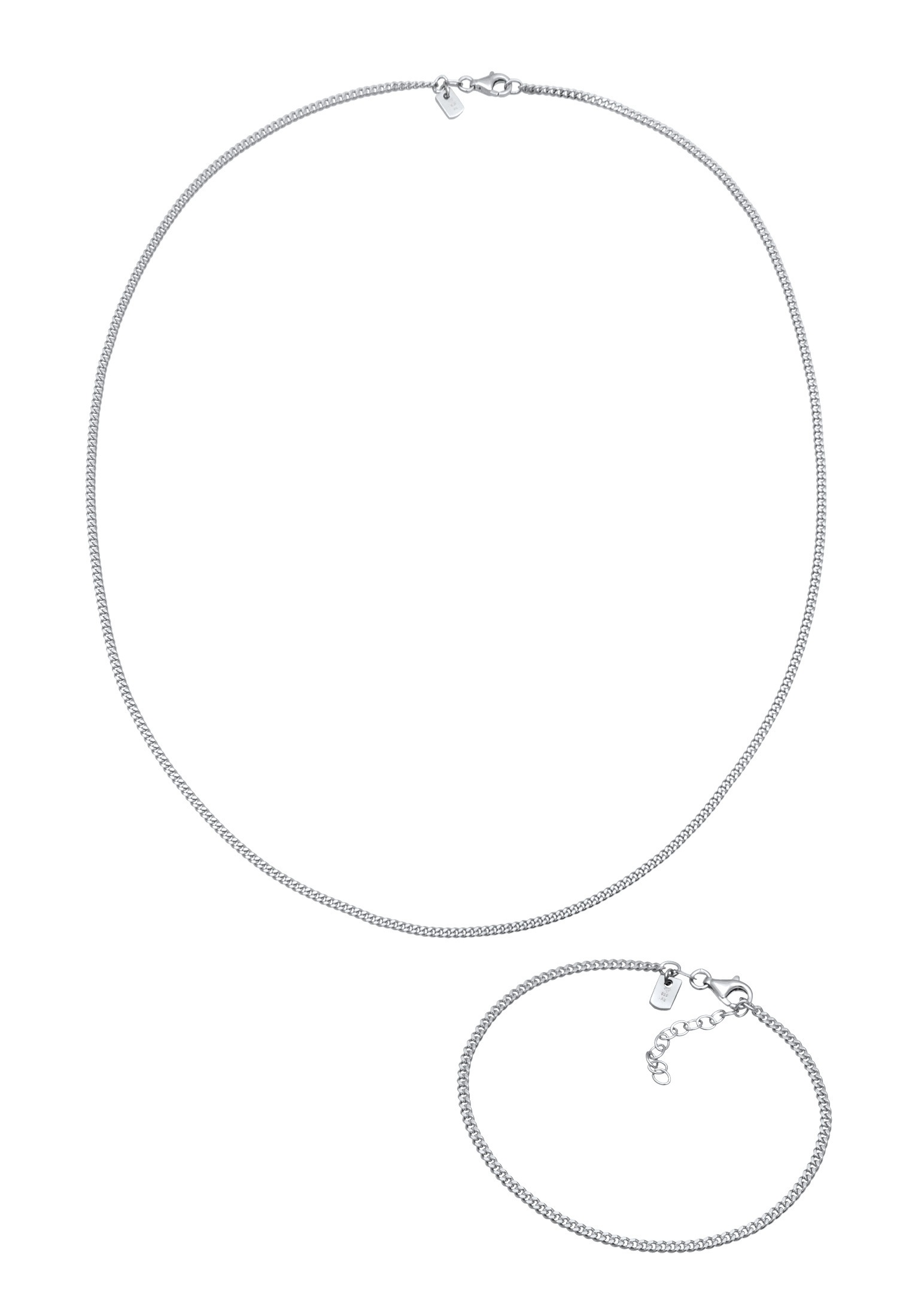 Kuzzoi Ketten und Armband Set »Schmuckset Panzerarmband Kette Basic 925 Silber«
