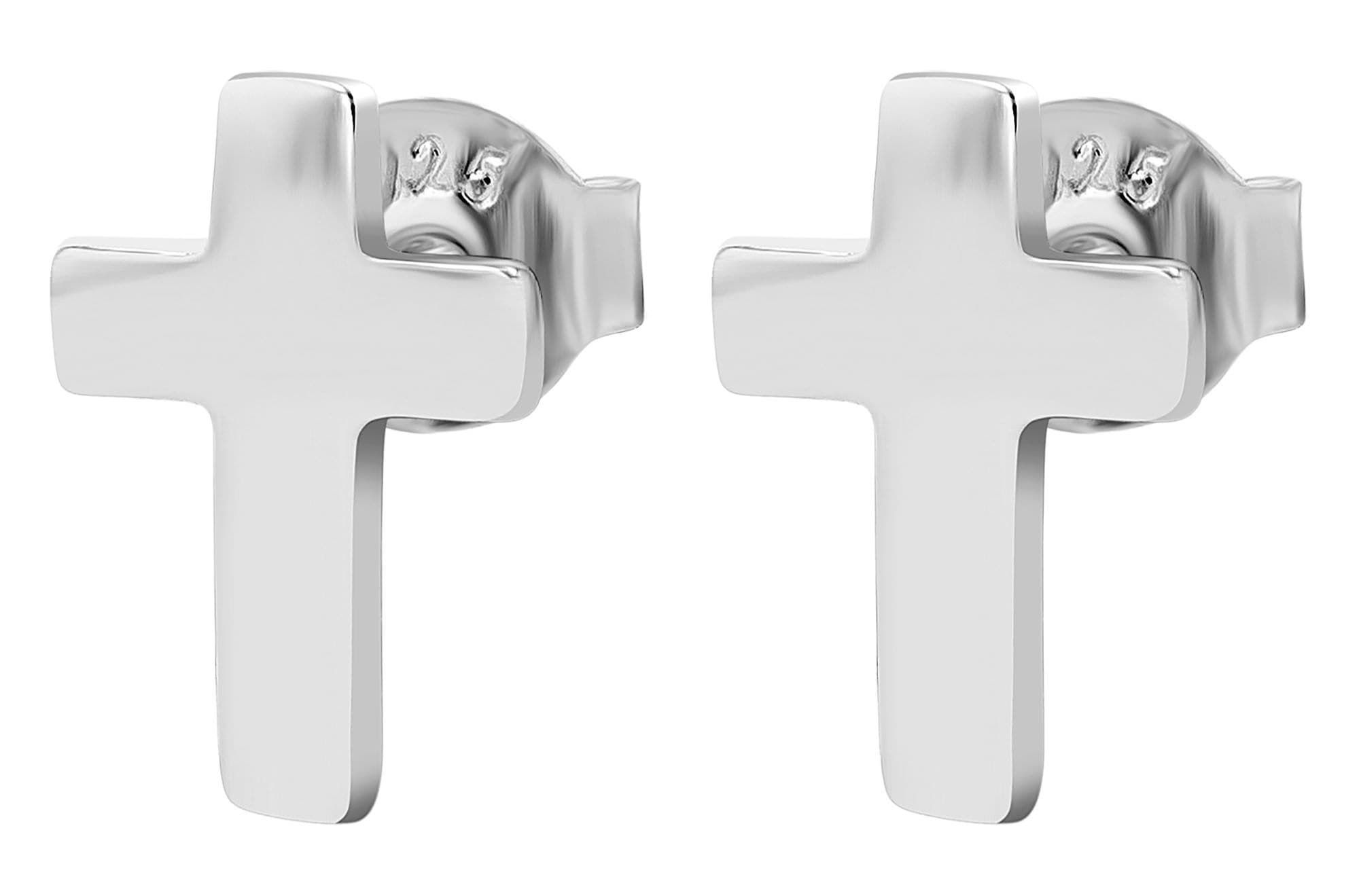 Adelia´s Paar Ohrstecker »Damen Ohrringe ¿ Ohrstecker Kreuz aus 925 Silber«