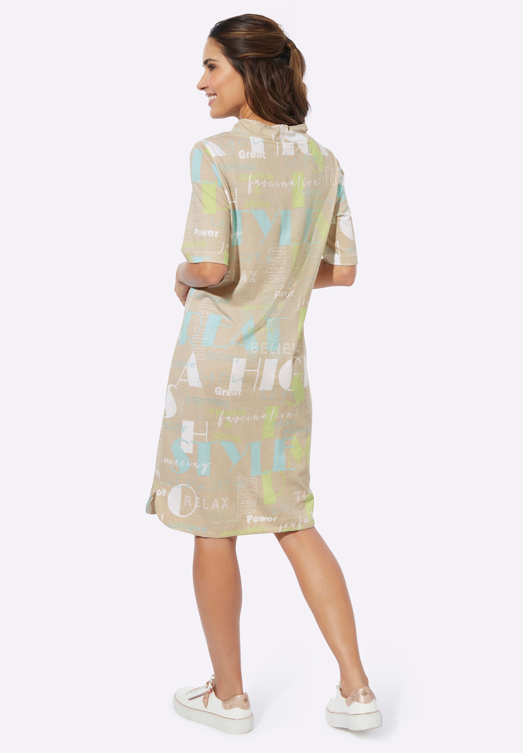Sieh an! Shirtkleid »Jersey-Kleid Shirtkleid mit Buchstaben-Druck« Ohne Taschen