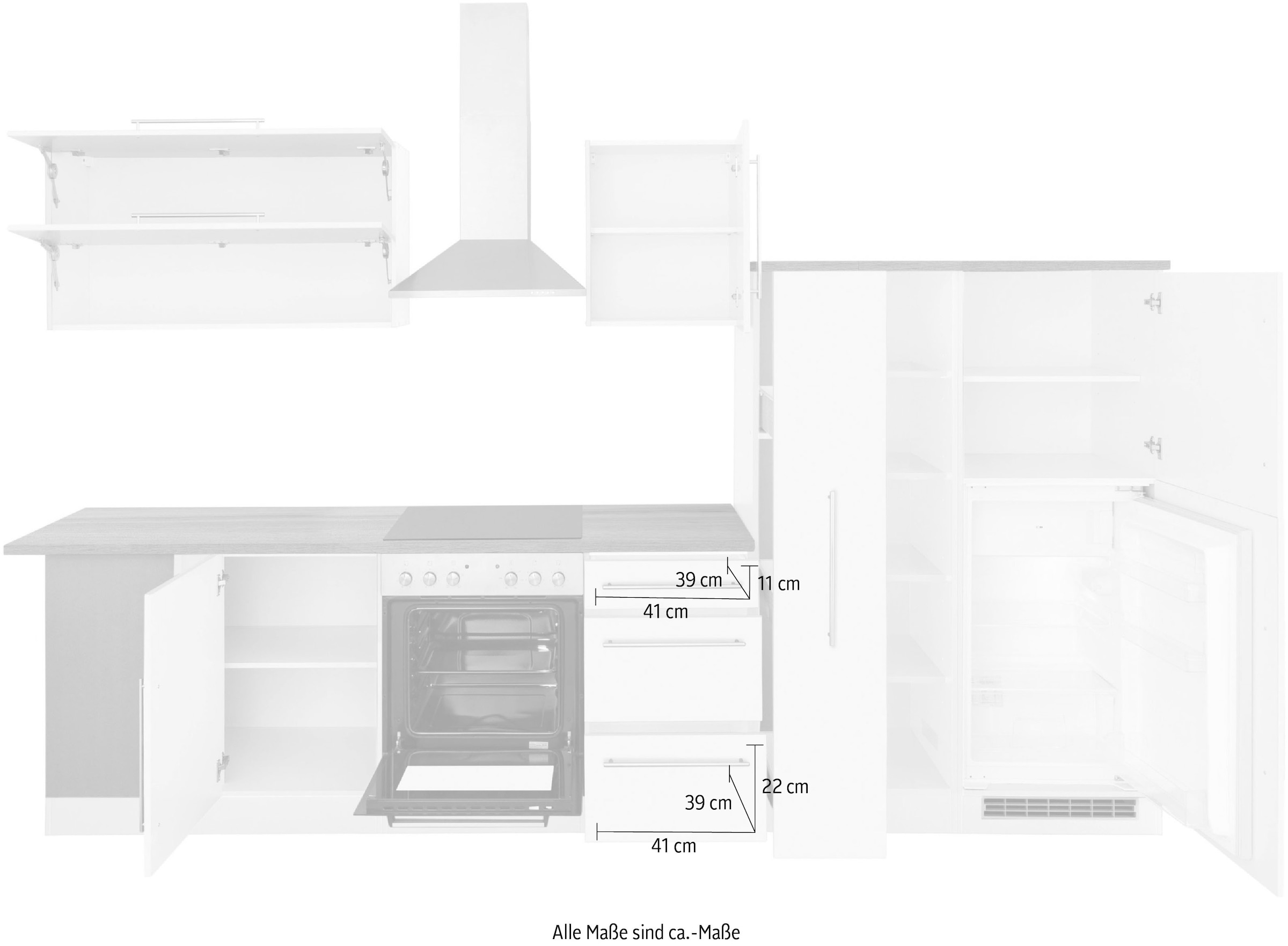 HELD MÖBEL Winkelküche »Samos«, mit E-Geräten, OTTO cm 340/220 Stellbreite bei