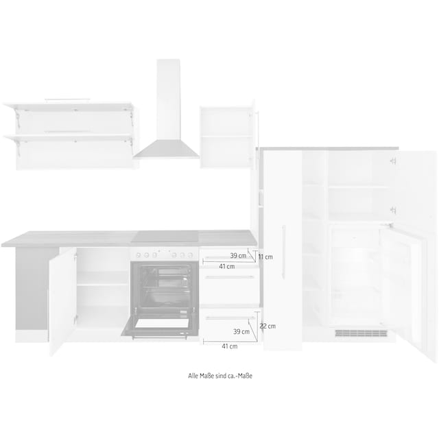 HELD MÖBEL Winkelküche »Samos«, mit E-Geräten, Stellbreite 340/220 cm bei  OTTO