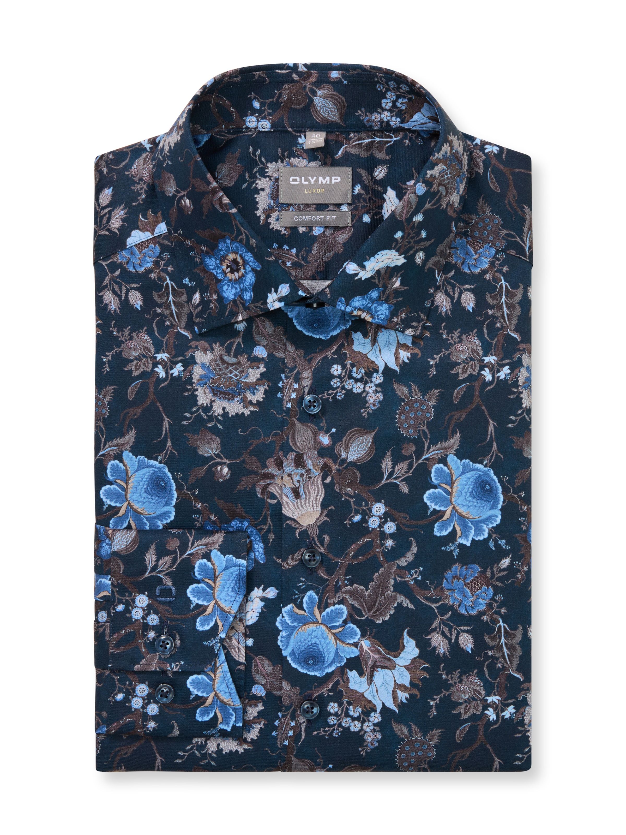 OLYMP Langarmhemd »Luxor« comfort fit, Businesshemd, New-Kentkragen, gemustert