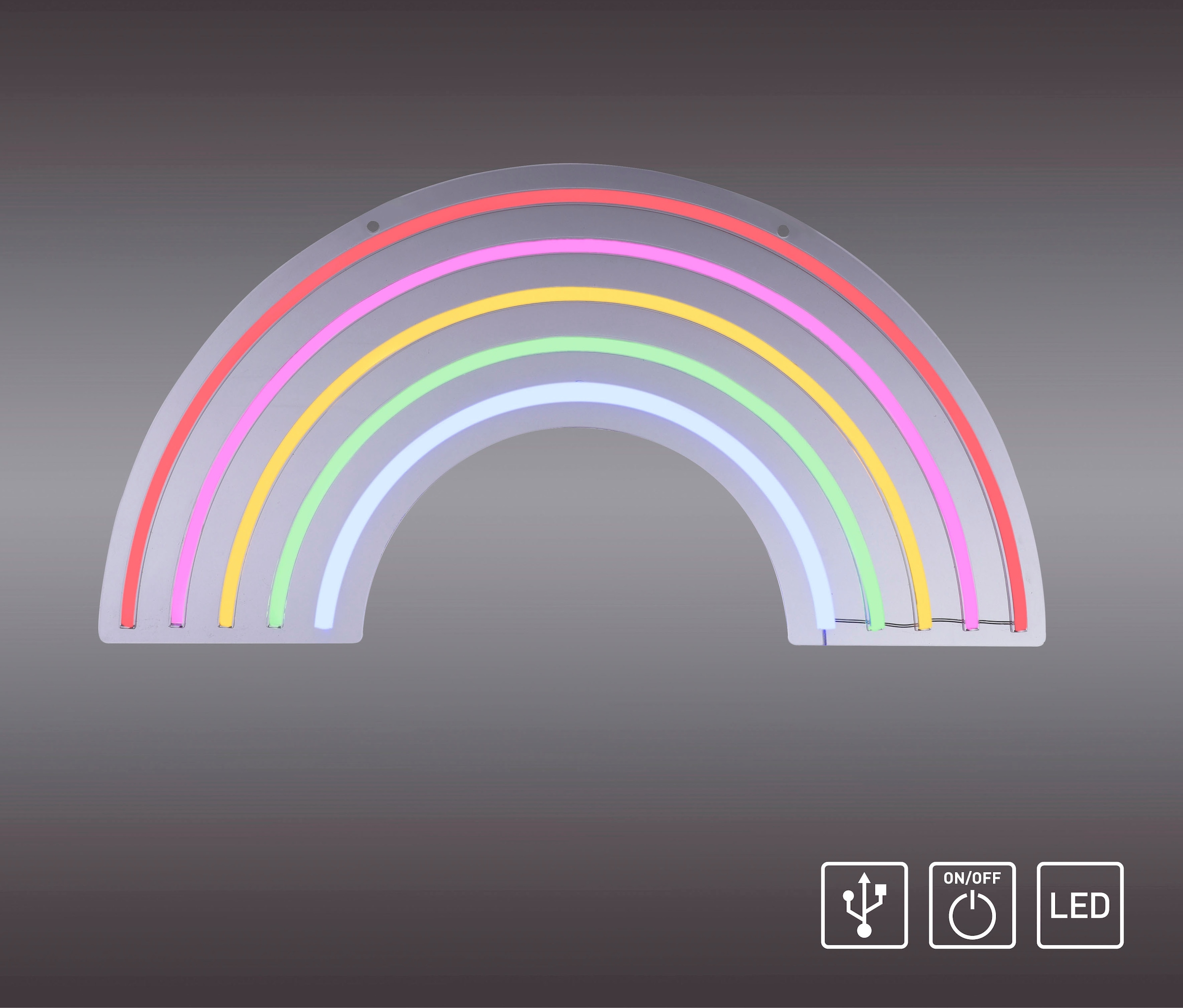JUST LIGHT LED Wandleuchte »NEON-RAINB«, 1 flammig, Leuchtmittel LED-Board | LED fest integriert