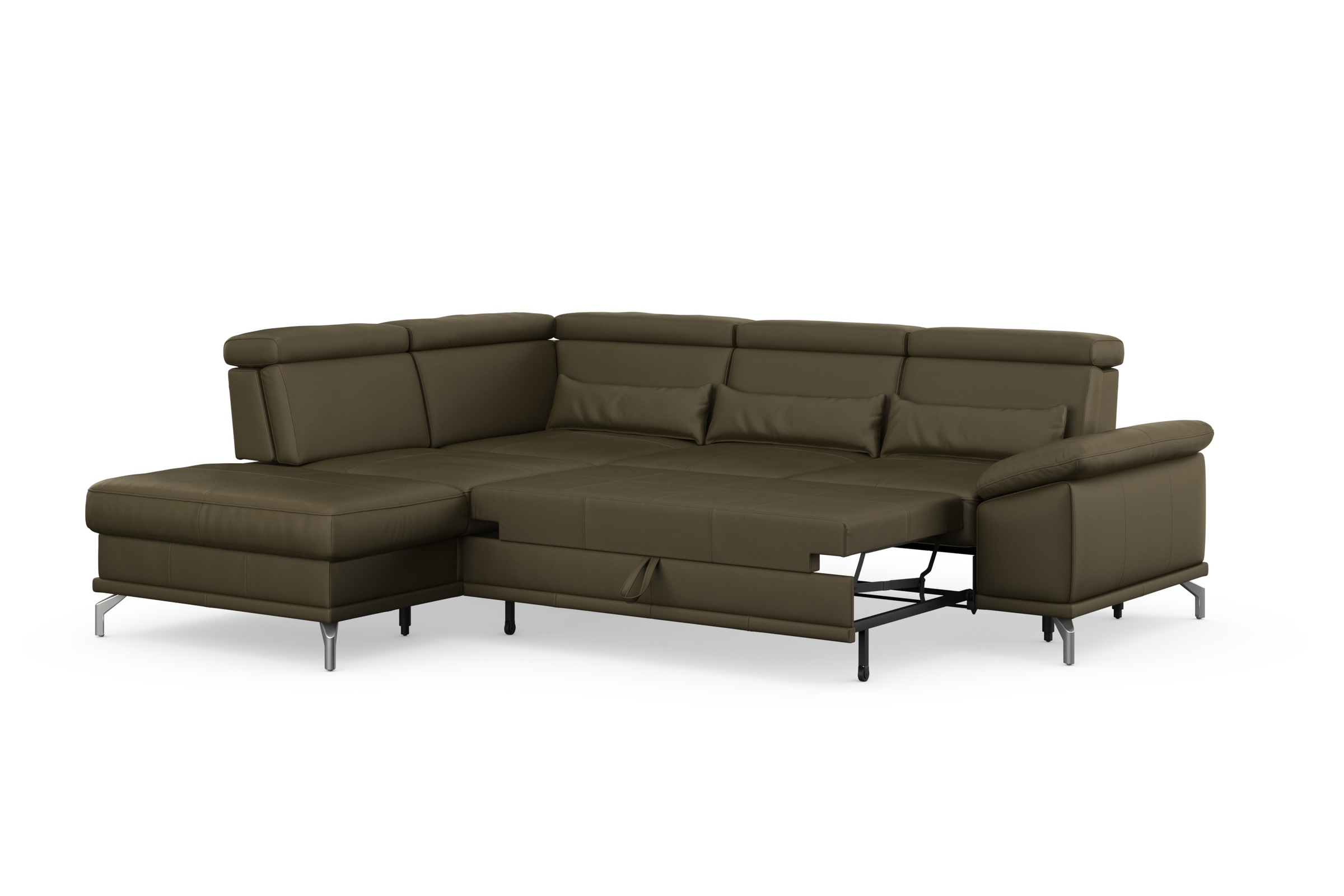 sit&more Ecksofa »Cabrio L-Form, B: 274 cm, mit Sitztiefen-, Arm- & Kopfteilverstellung«, 3 Nierenkissen, Federkern, optional Bettfunktion und Stauraum