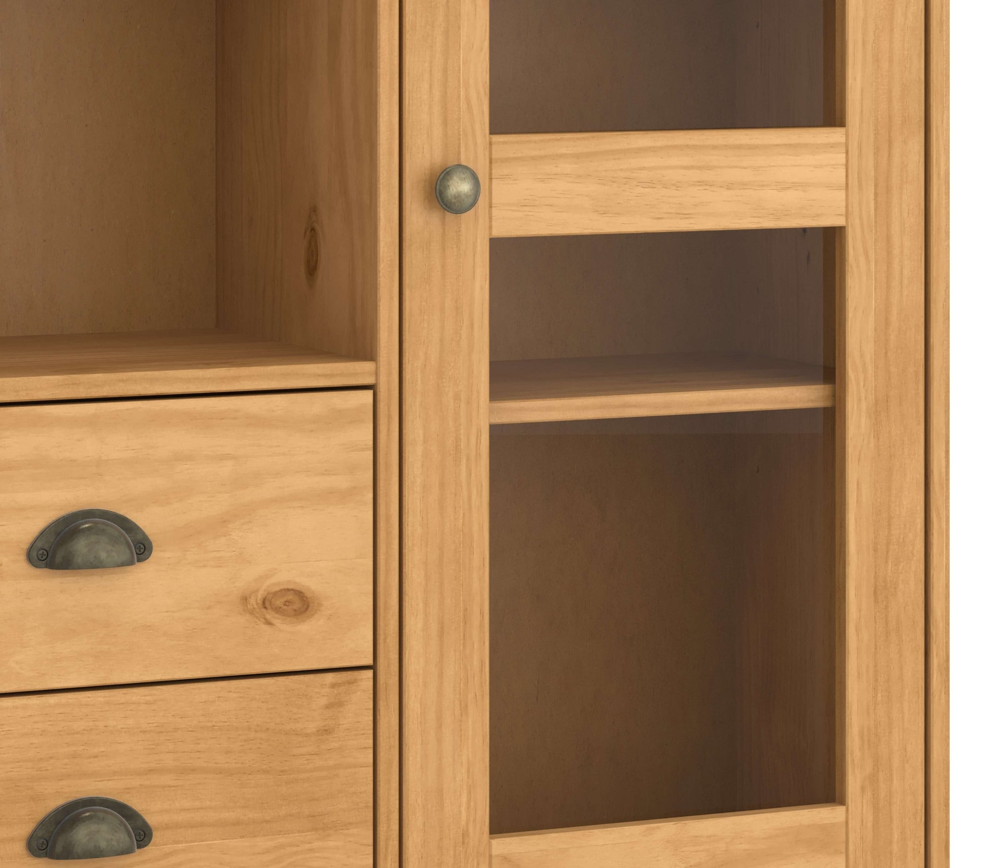OTTO home Buffet »Turia« mit Glas- u. Lamellentüren, aus massivem Kiefernholz FSC®, Höhe 180 cm