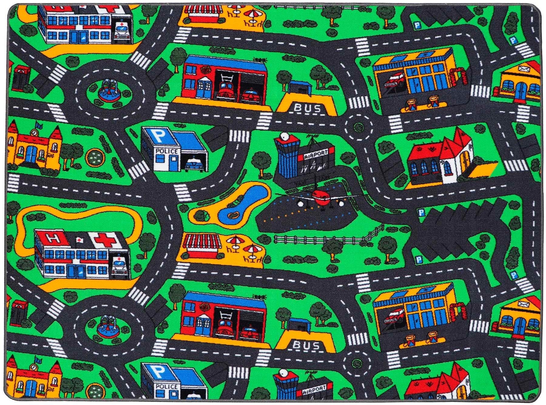 Primaflor-Ideen in Textil Kinderteppich »CITY«, rechteckig, Straßen-Spiel-Teppich, Straßenbreite ca. 9 cm, Kinderzimmer