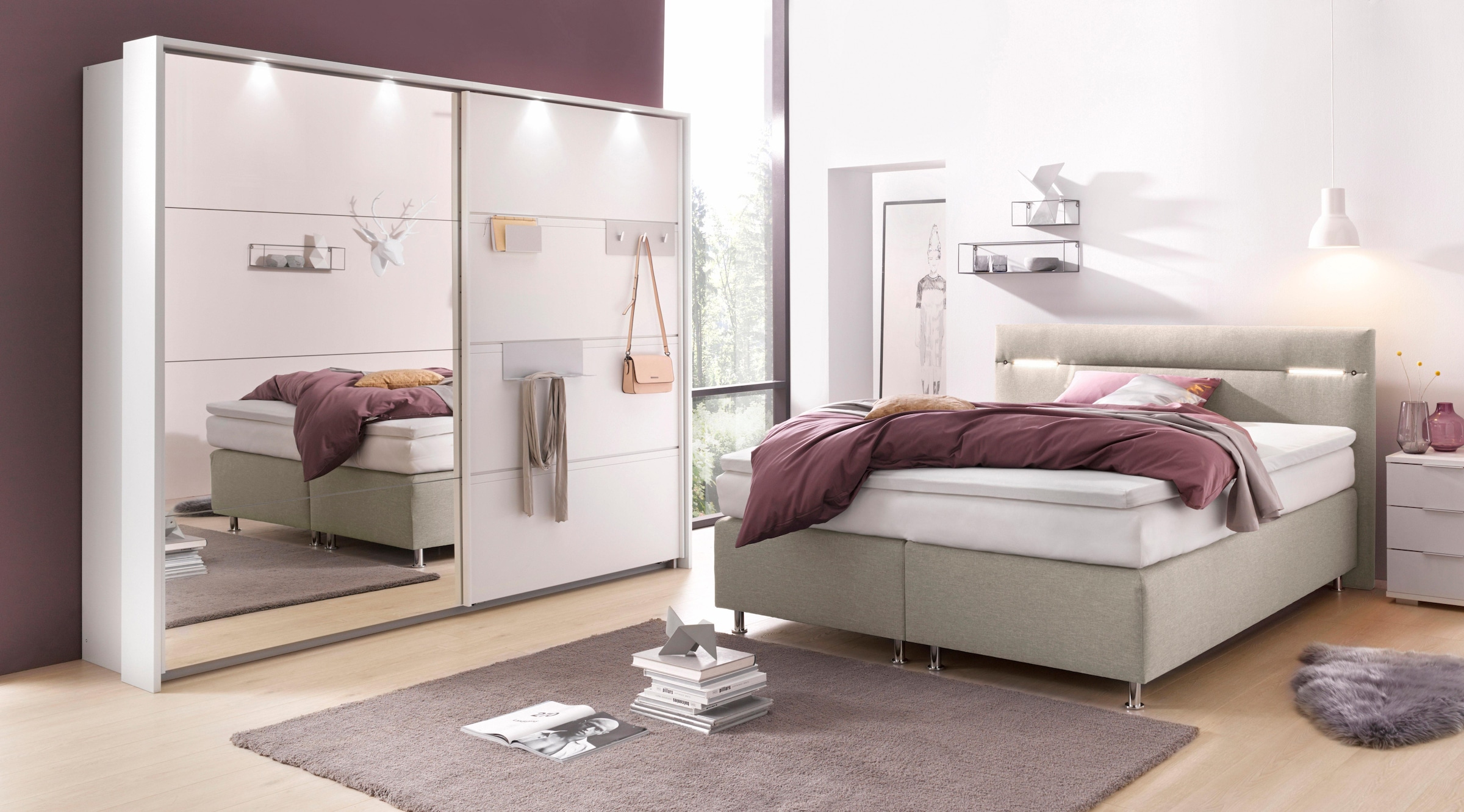 Westfalia Schlafkomfort Boxspringbett, wahlweise mit LED-Beleuchtung