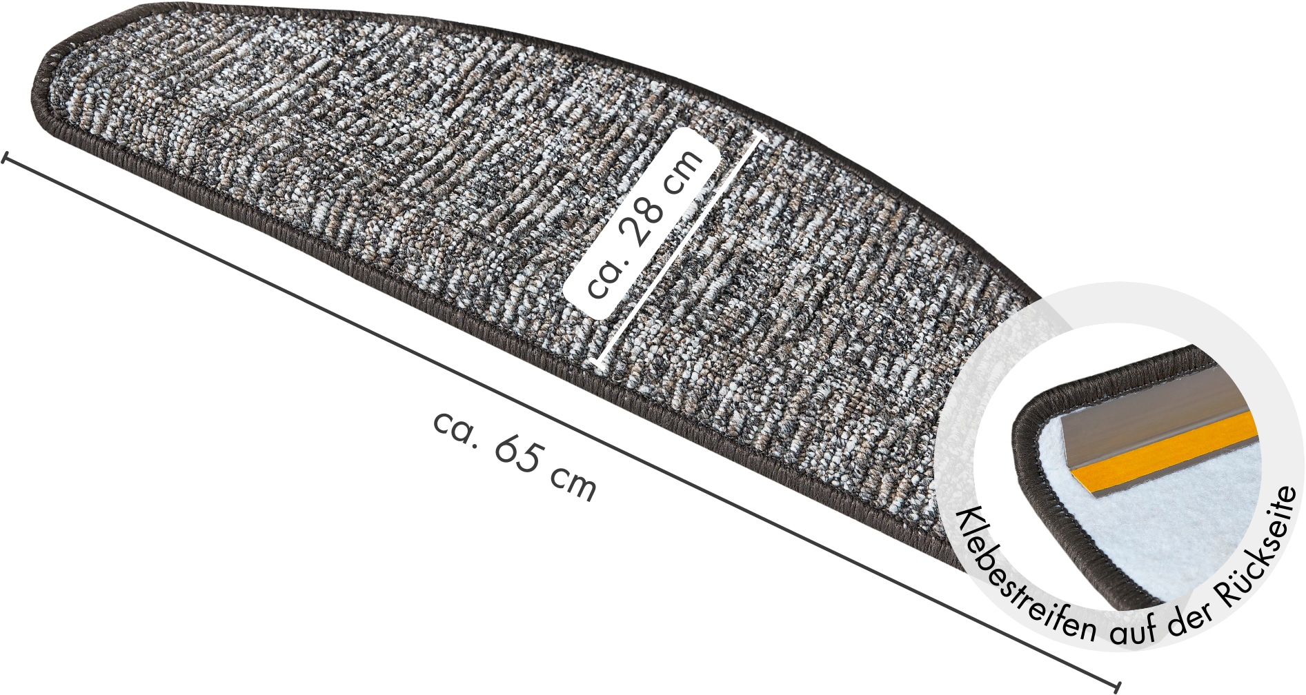 Andiamo Stufenmatte »Leo, Made in Poland« halbrund 6 mm Höhe grobe melierte Schlinge, selbstklebend, 15 Stück in einem Set