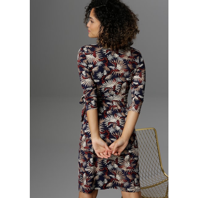 Jerseykleid, Shop OTTO mit Aniston Bindeband Wickel-Ausschnitt im bestellen Online und SELECTED