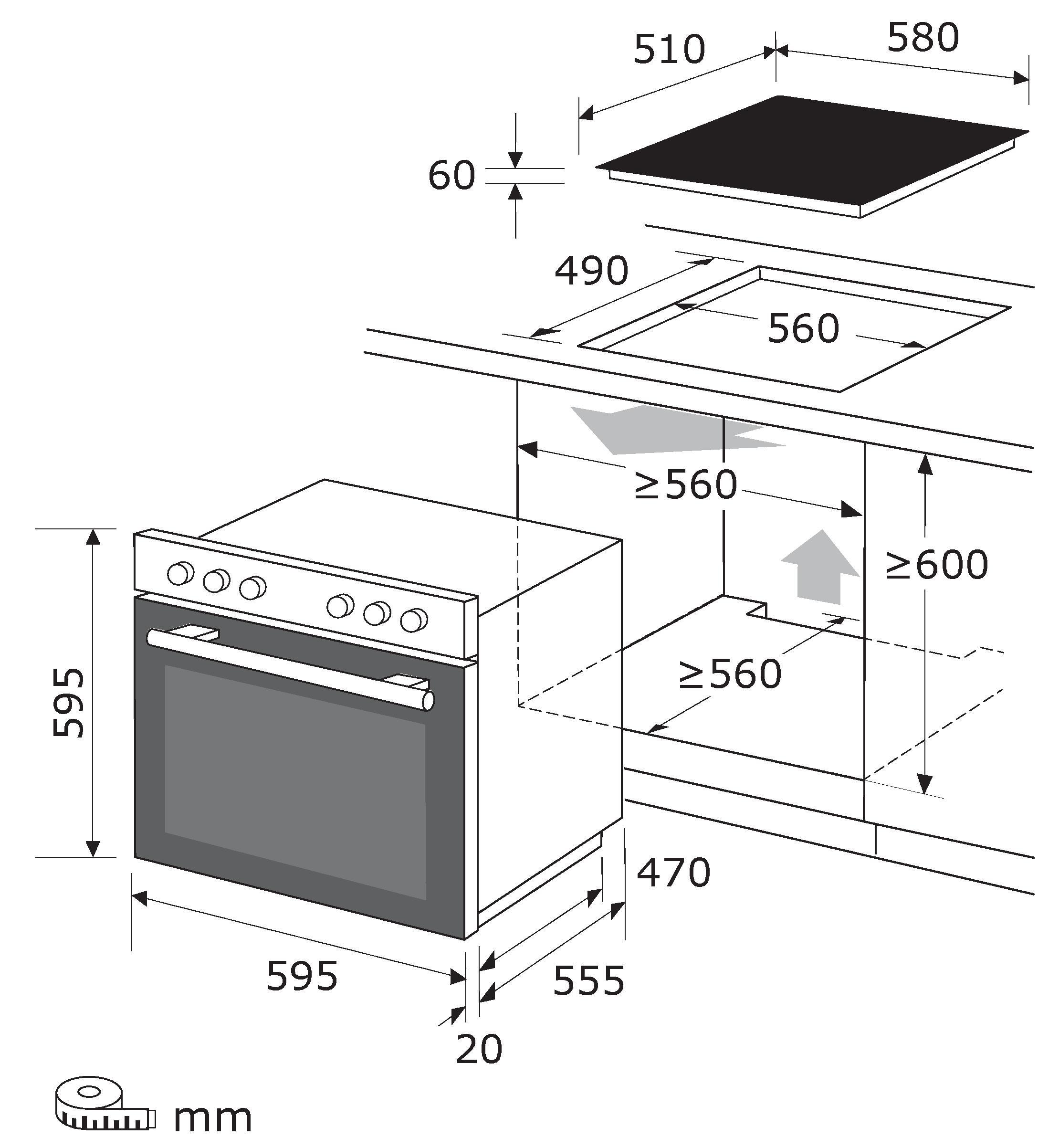 exquisit Elektro-Herd-Set »EHE367-U-120 mattschwarz-Set« Backofen;Glaskeramikkochfeld, 2 Stk. tlg. Modern, trendiges Mattschwarz,Umluft ideal für mehrere Plätzchenbleche
