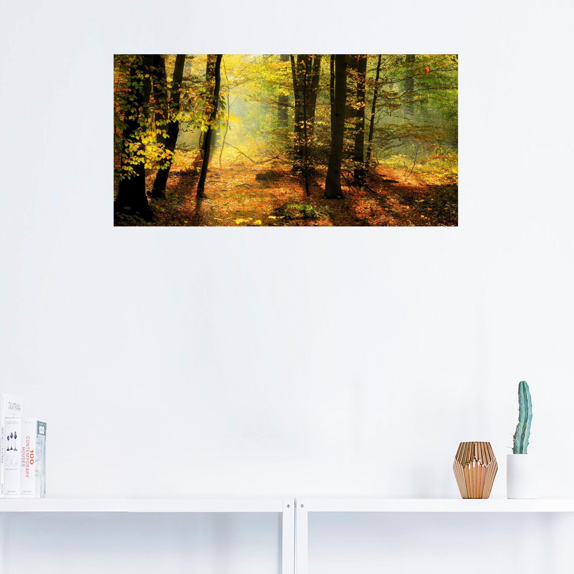 Artland Wandbild »Herbstlicht im Wald«, Wald, (1 St.), als Leinwandbild, Poster, Wandaufkleber in verschied. Größen