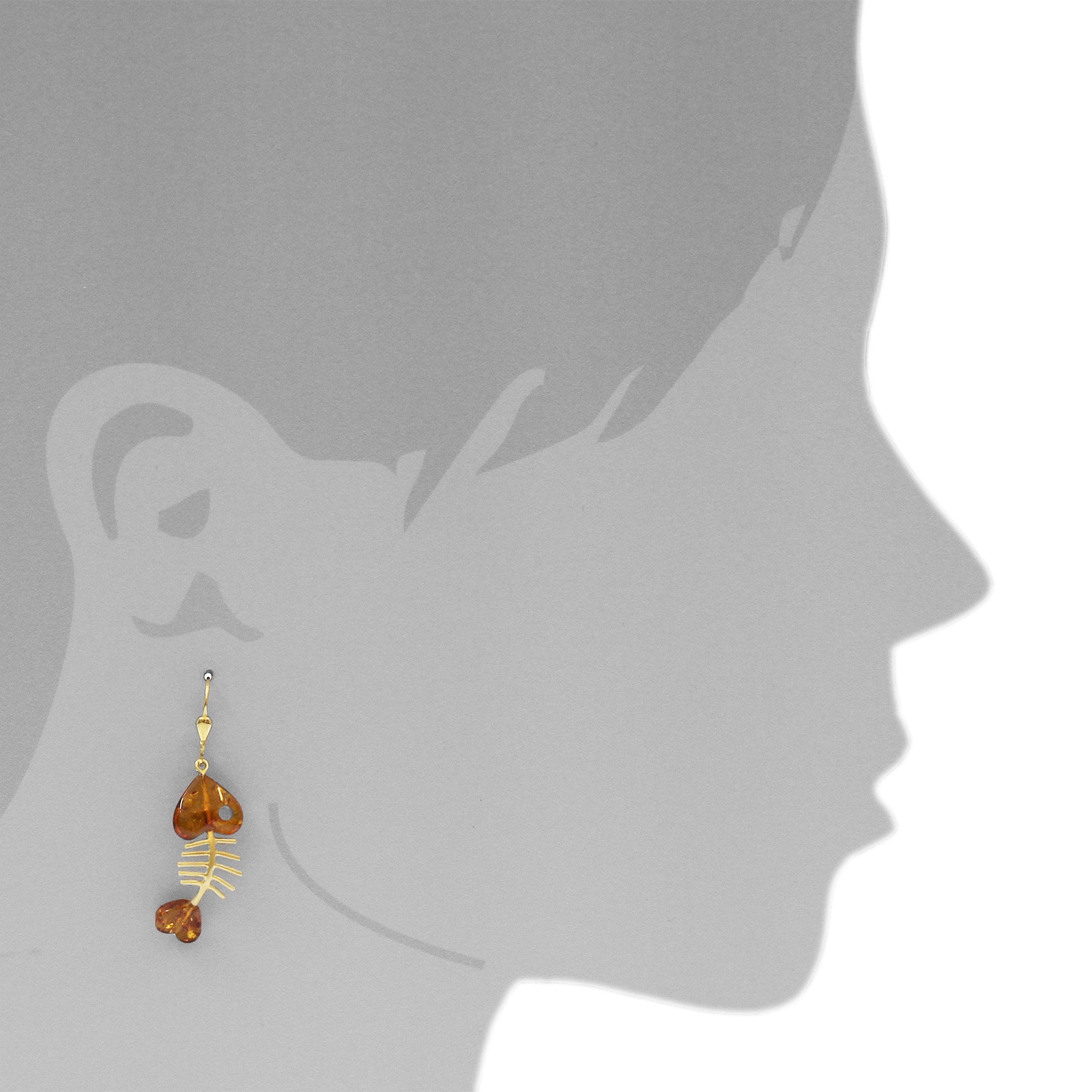 OSTSEE-SCHMUCK Paar Ohrhänger »- Fisch 30 mm - Gold 333/000 - Bernstein«