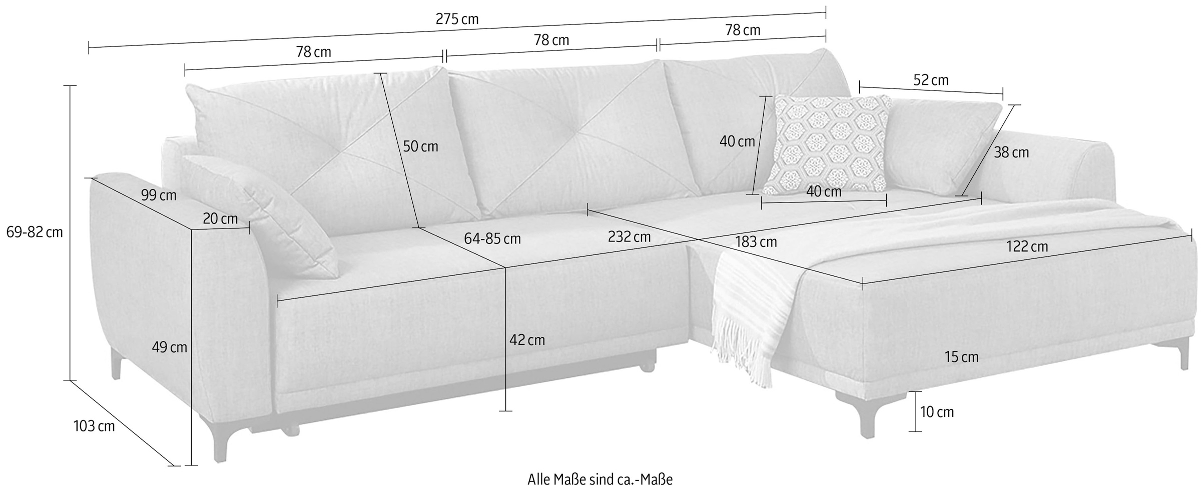 Jockenhöfer Gruppe Ecksofa Aviano, inkl. praktischer Bettfunktion, Stauraum/Bettkasten,