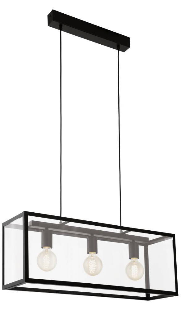EGLO Hängeleuchte »CHARTERHOUSE« E27 1 Stk. Pendelleuchte, Hängeleuchte aus Stahl in Schwarz, Glas: klar, E27