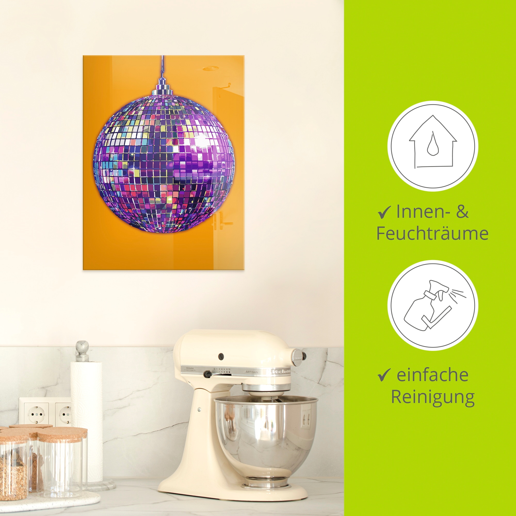 Artland Glasbild »Discokugel« Pop Art 1 Stk. tlg. in verschiedenen Größen