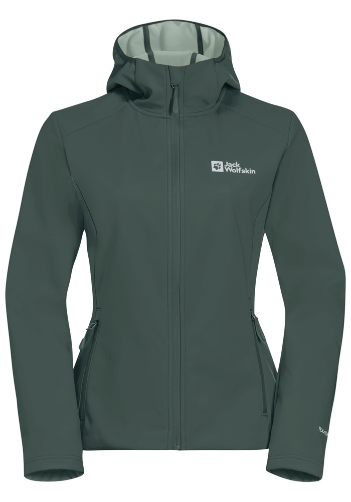 Jack Wolfskin Softshelljacke »BORNBERG HOODY W« mit Kapuze für vielseitige Outdoor-Aktivitäten, mit fester Kapuze, atmungsaktiv