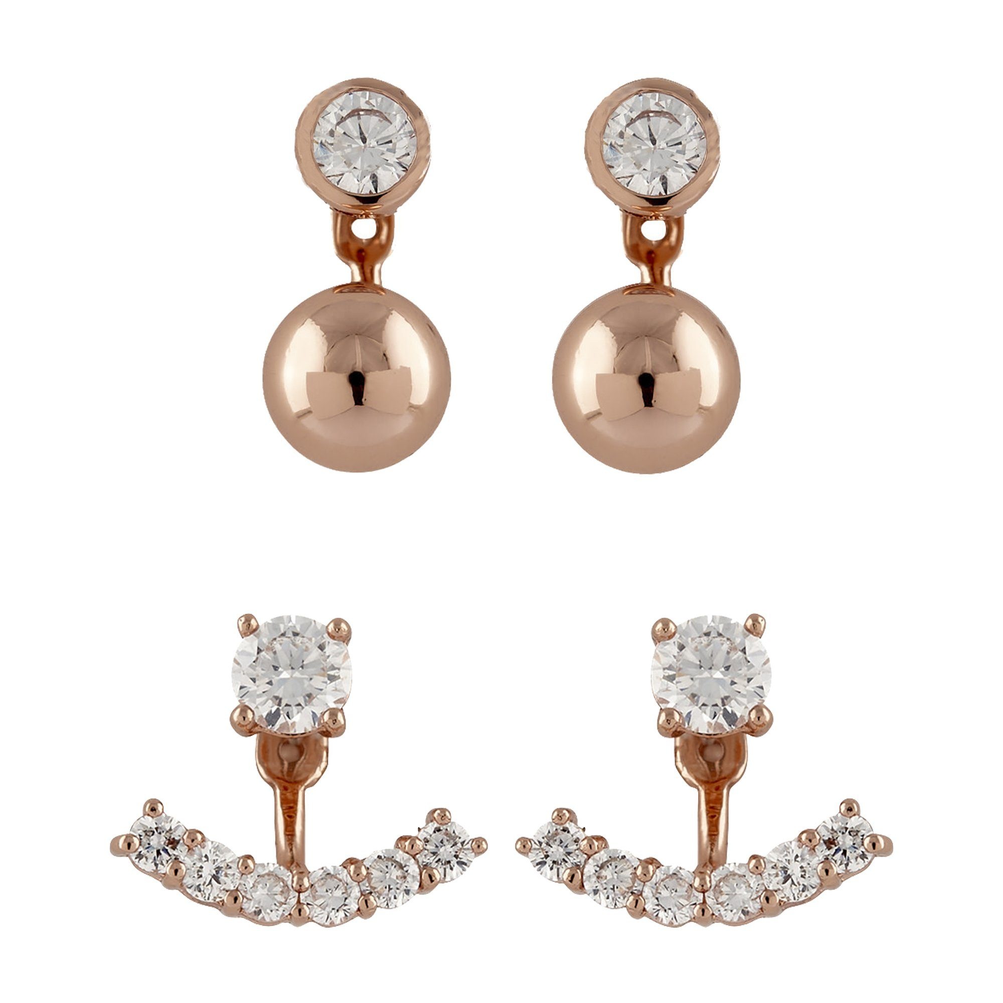 Buckley London Ohrstecker-Set »Messing rosévergoldet mit Zirkonia«, Ohrstecker Set