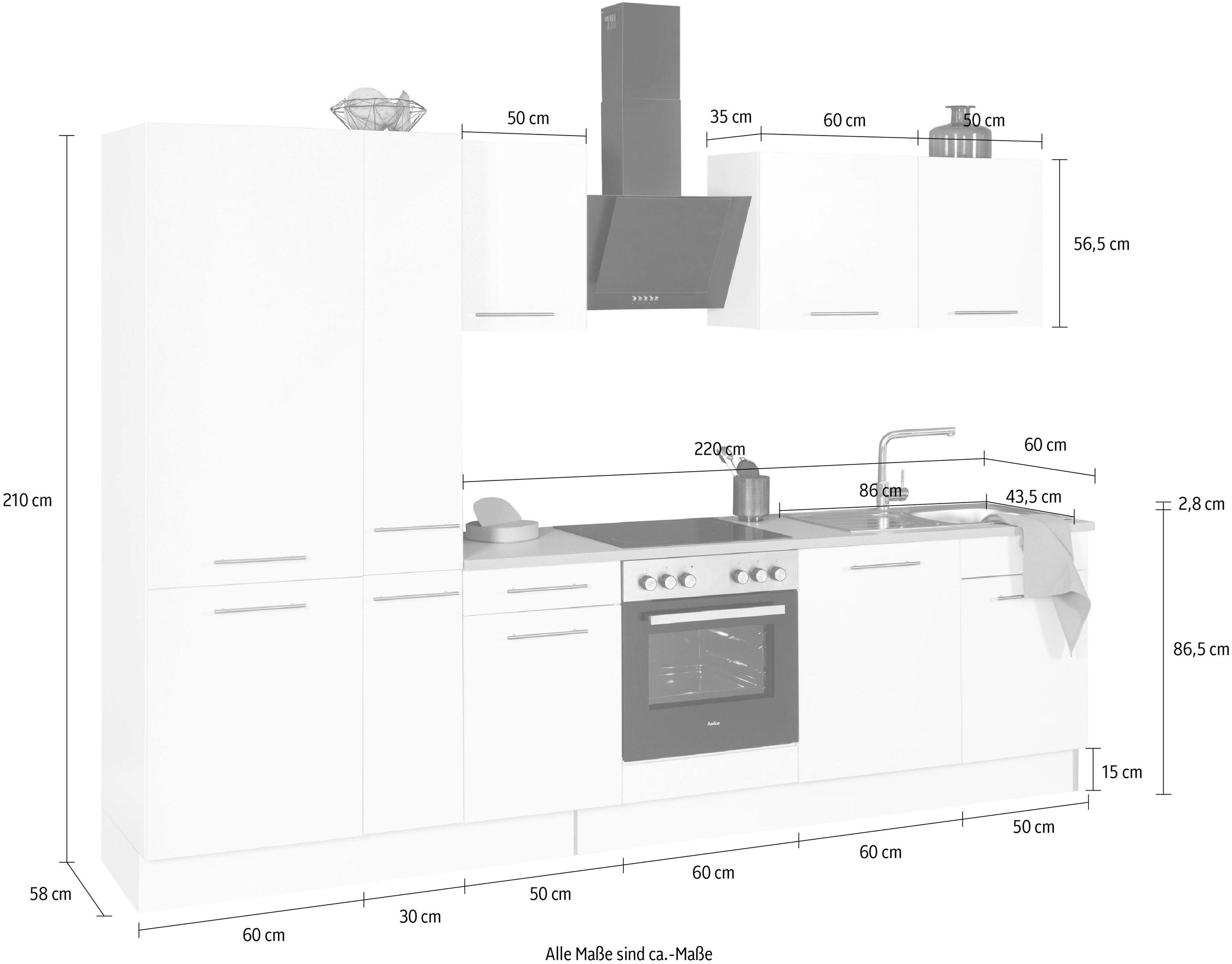 wiho Küchen Küchenzeile »Ela«, Breite 310 cm, Soft-Close-Funktion,  höhenverstellbare Füße kaufen bei OTTO