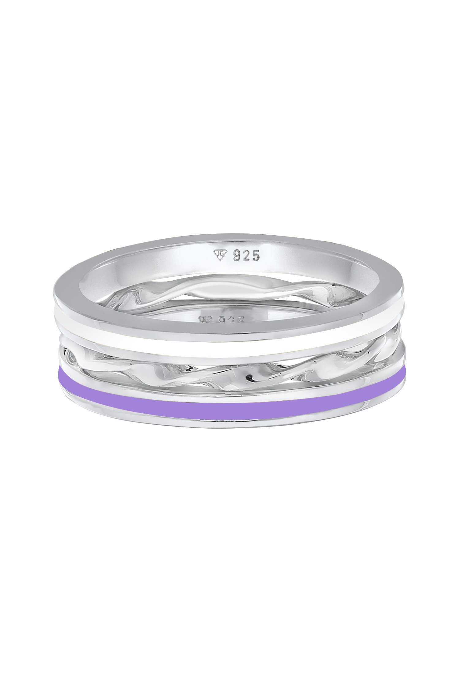 Elli Ring-Set »Ring Emaille Gedreht BasicTrio 3er Set 925 Silber«