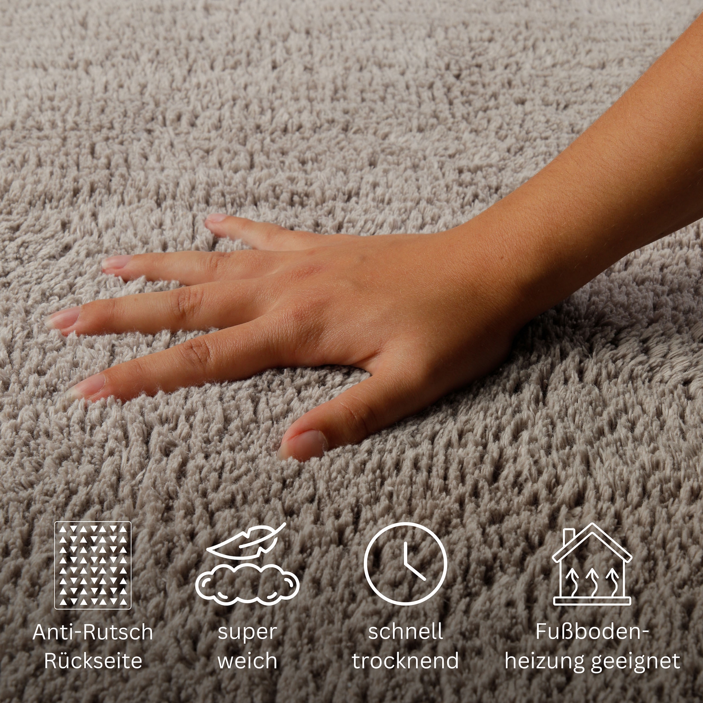 OTTO home Badematte »Meellor« Höhe 20 mm Badteppich, getuftet, modern, Uni, antirutsch, flauschig, Baumwolle