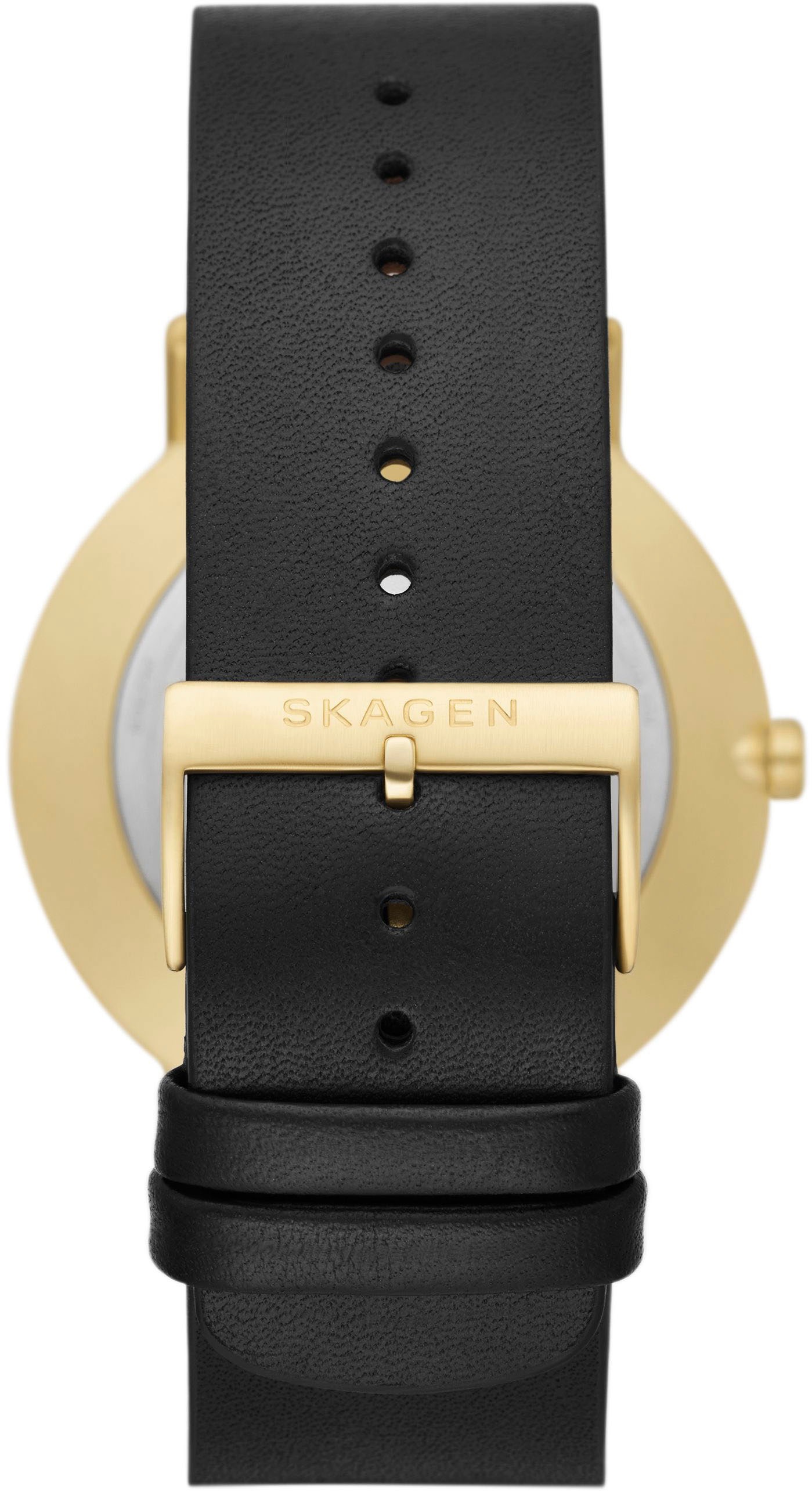 Skagen Quarzuhr »KUPPEL«, Armbanduhr, Herrenuhr, analog, dezentrale Sekunde, Lederarmband