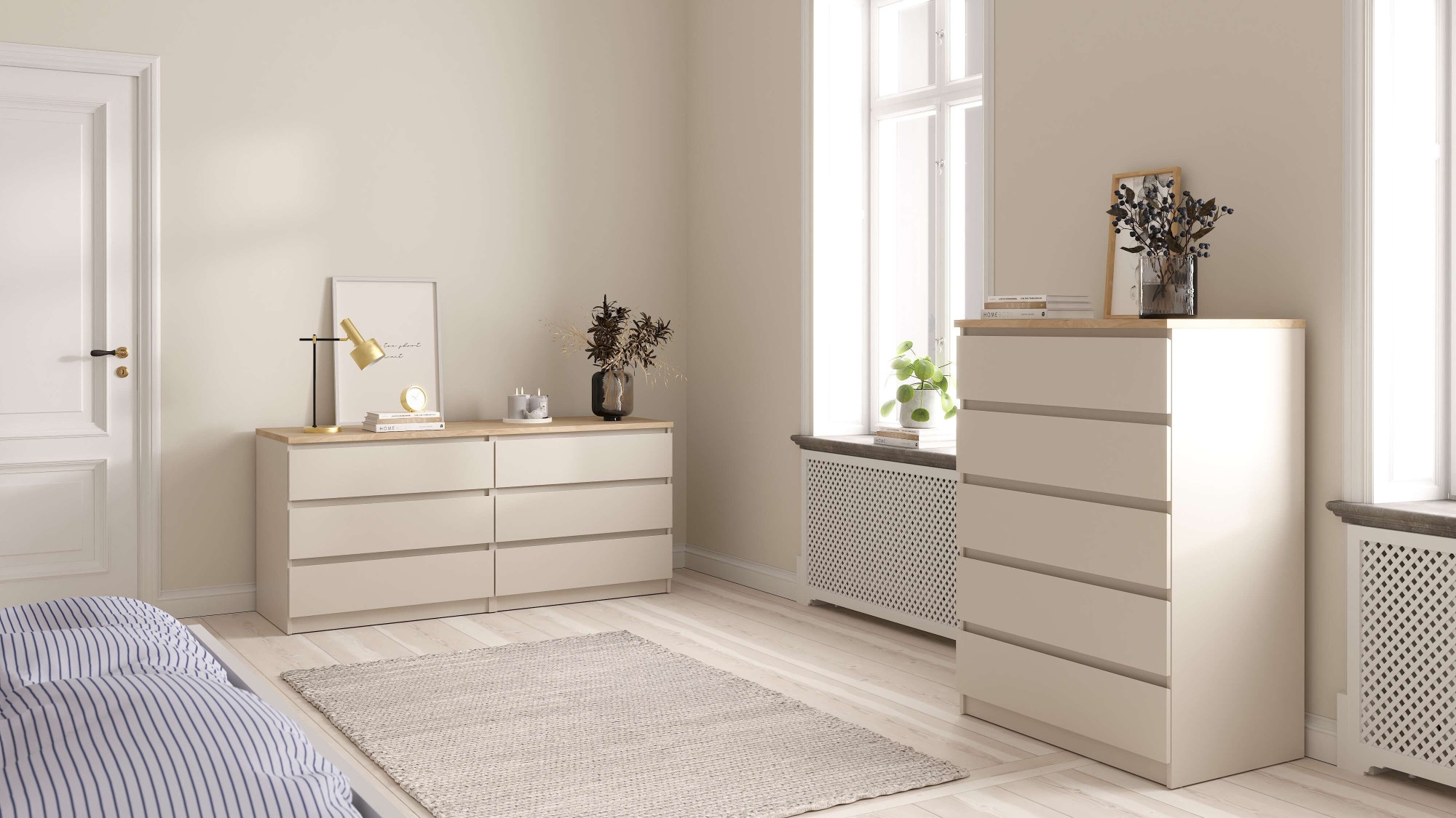 INOSIGN Kommode »Naia, Aufbewahrung, 6 Schubladen, Hochglanz-Optik, grifflose Front« Modern, skandinavisches Design, in mehrere Farben, Metallgleiter