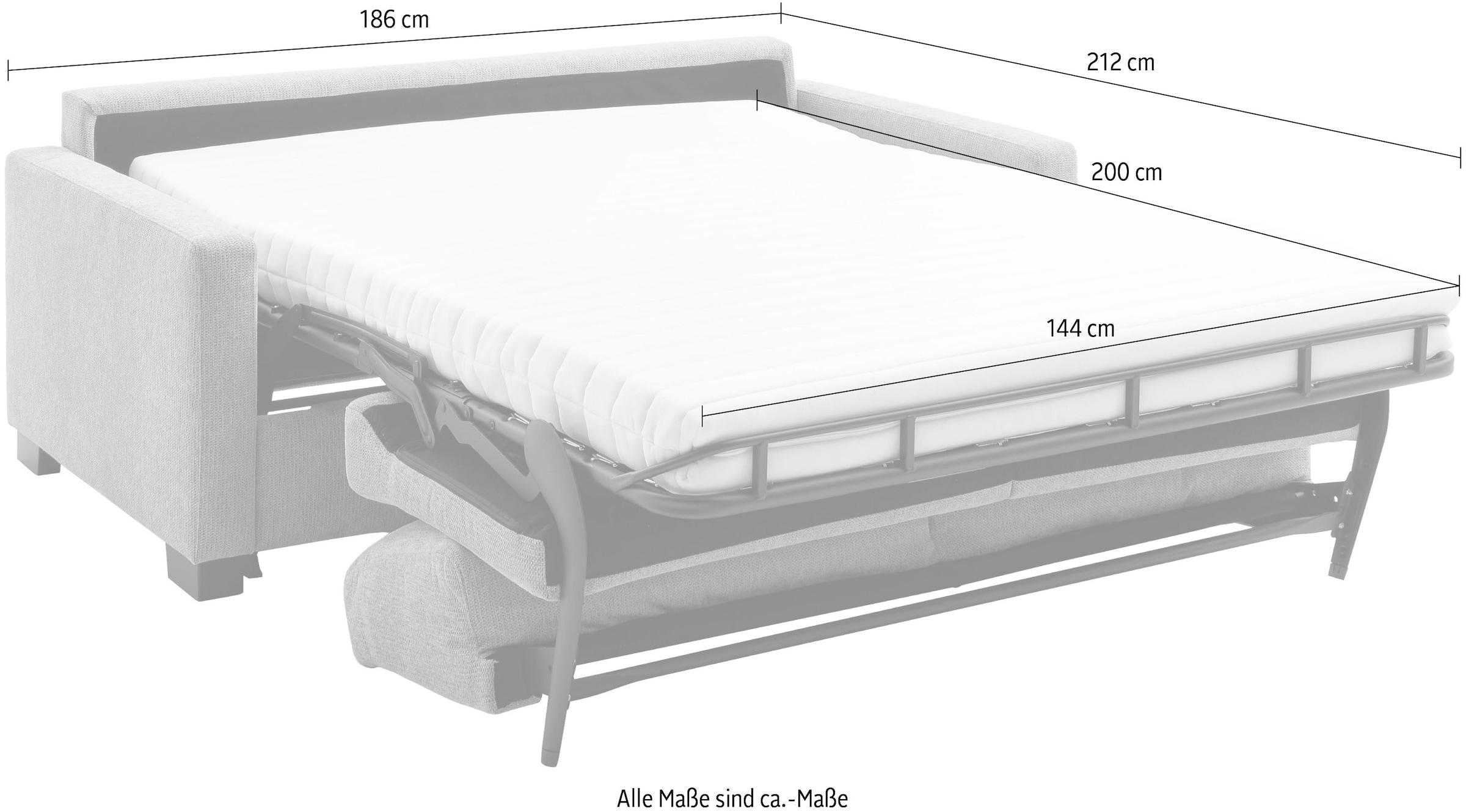 Home affaire Schlafsofa »Vionelle, 2,5-Sitzer mit Kaltschaummatratze nach Wahl, Breite 186 cm« Dauerschläfer mit wahlweise Standard- oder Premium-Matratze