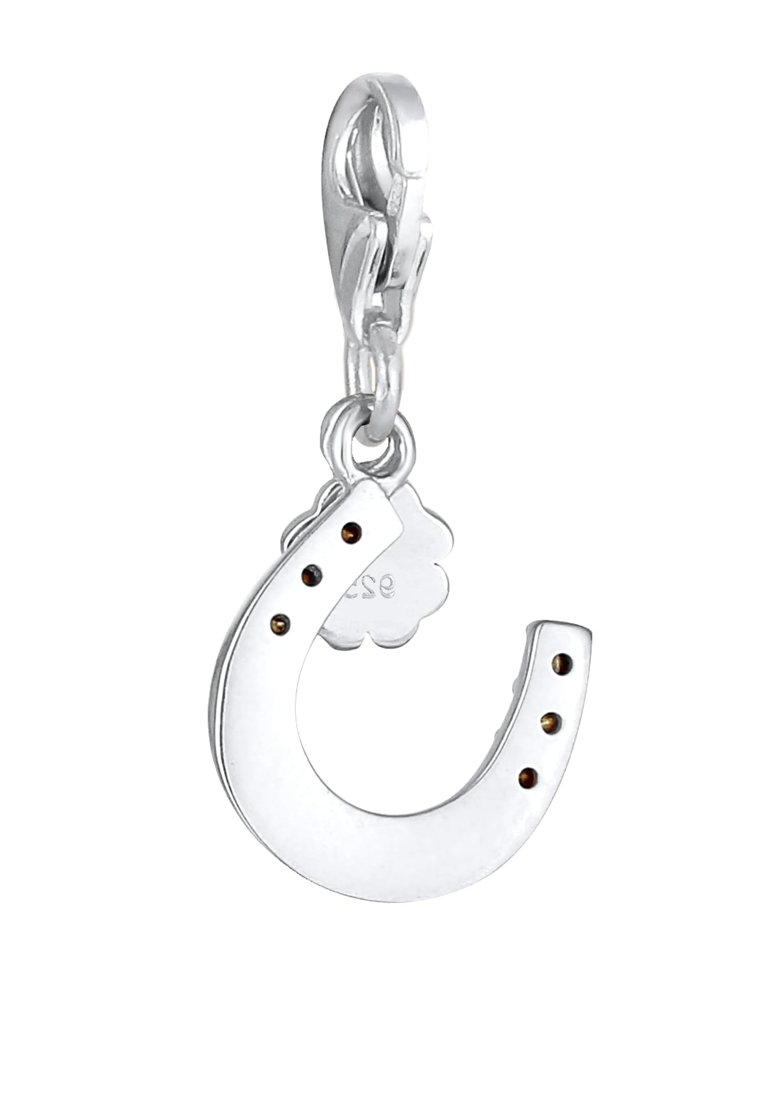 Elli Charm-Einhänger »Charm Hufeisen Kleeblatt Kristalle 925 Silber«